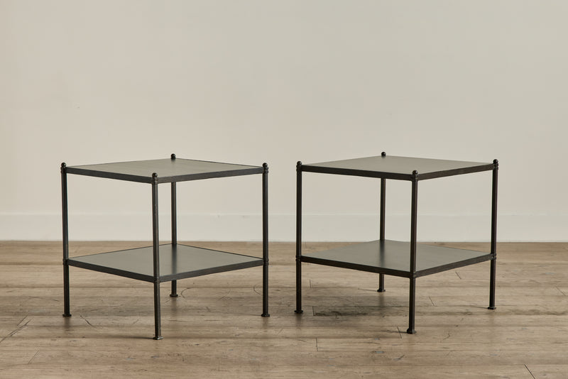 Pair of Iron & Wood Side Tables