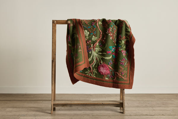 Italian Wool Throw in Olive