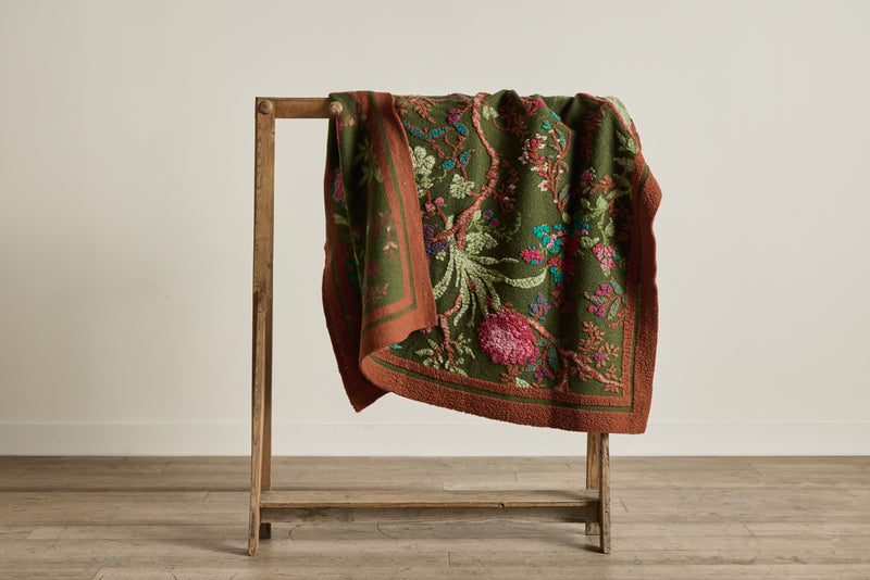 Italian Wool Throw in Olive