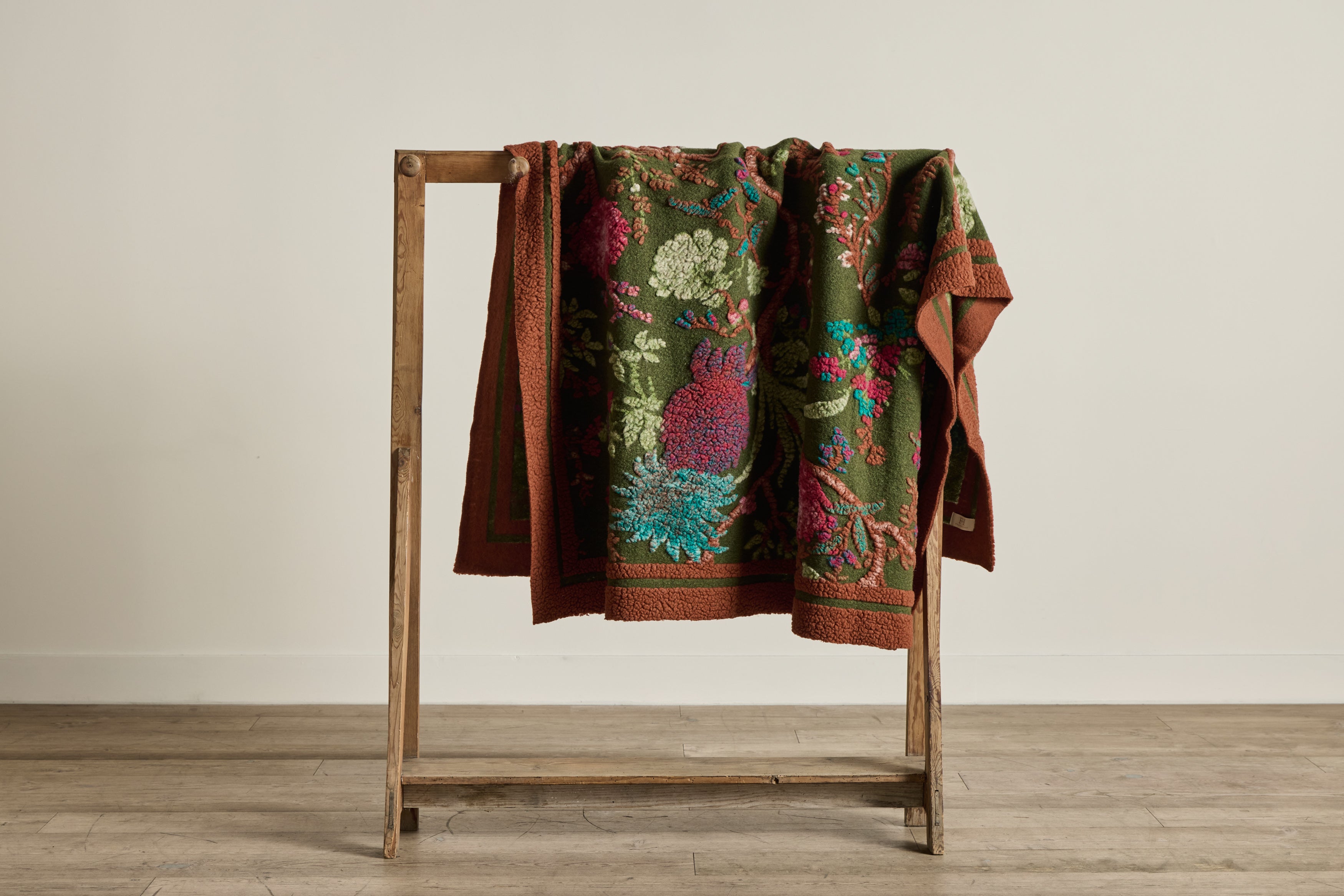 Italian Wool Throw in Olive