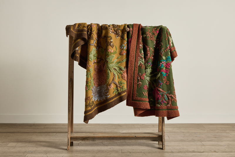 Italian Wool Throw in Olive