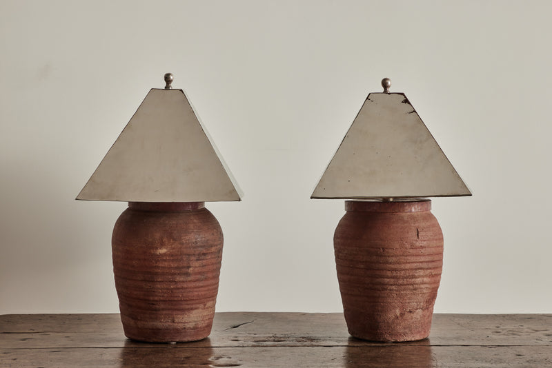 Honey Jar Lamp with Silver Shade