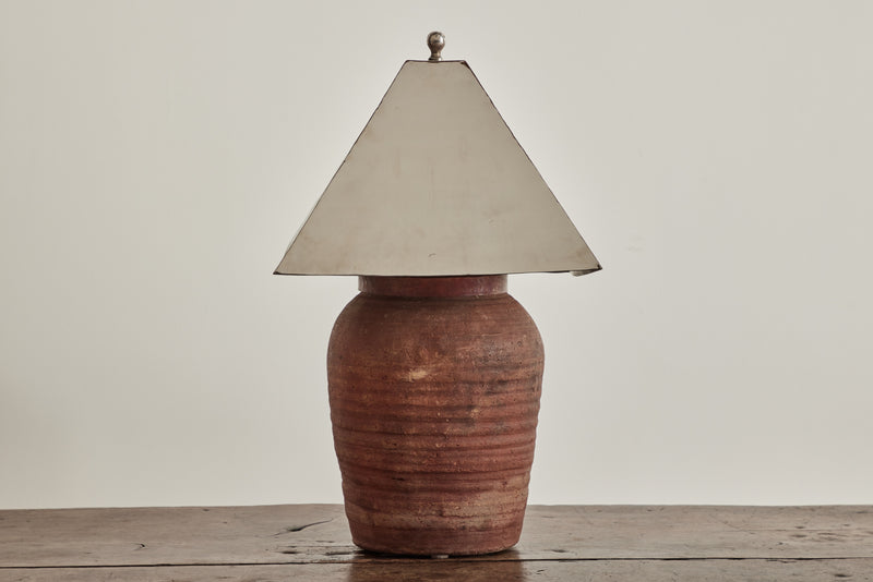 Honey Jar Lamp with Silver Shade