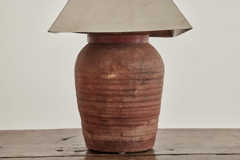 Honey Jar Lamp with Silver Shade