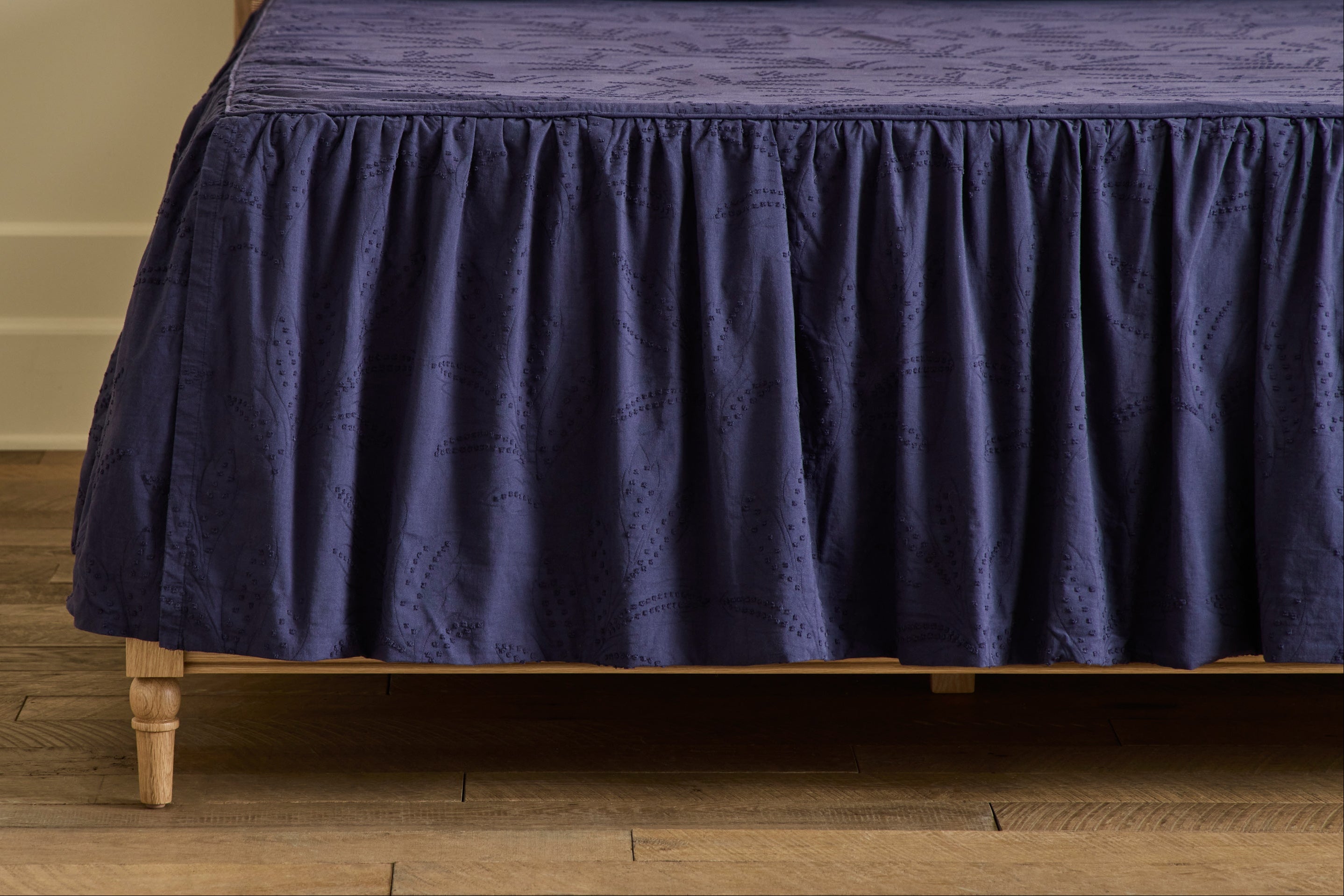 Hazel Ruffled Coverlet in Indigo