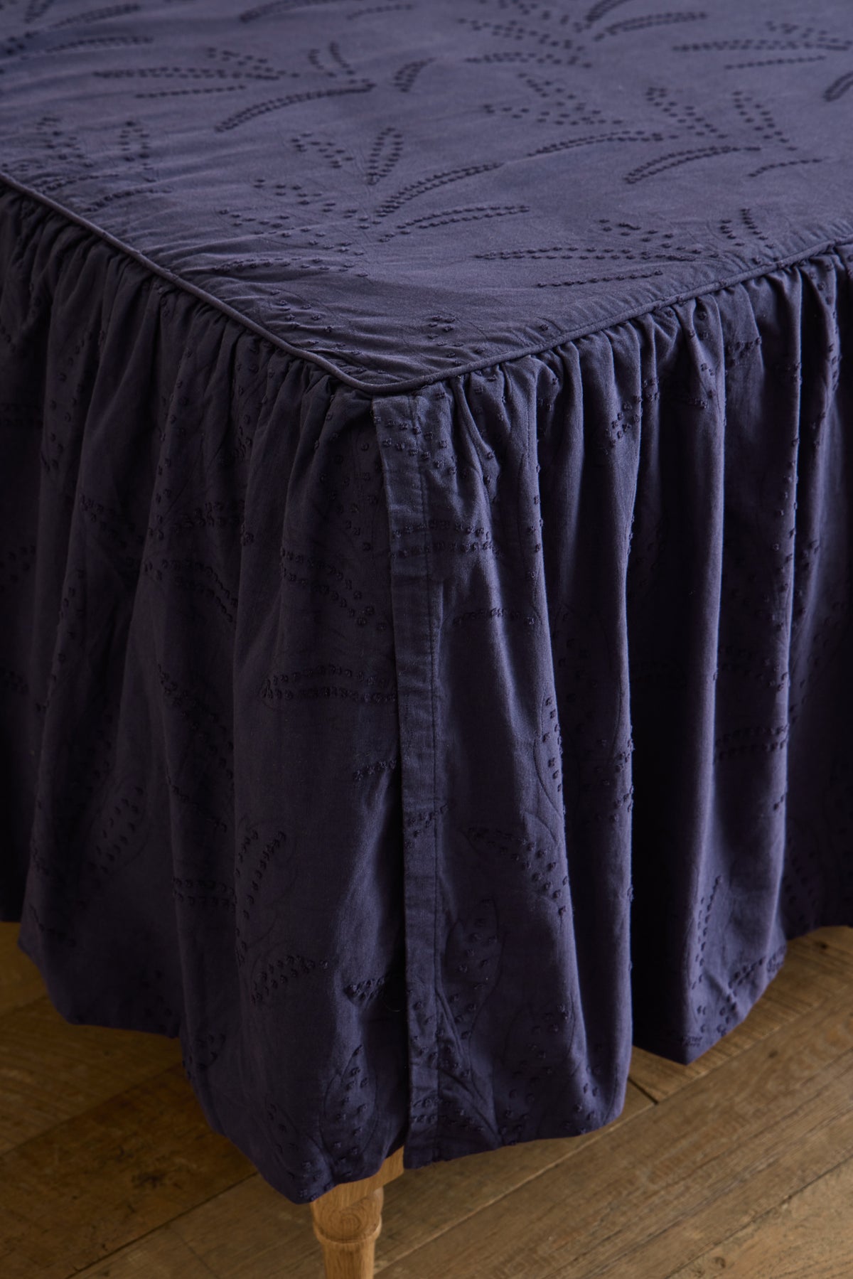 Hazel Ruffled Coverlet in Indigo
