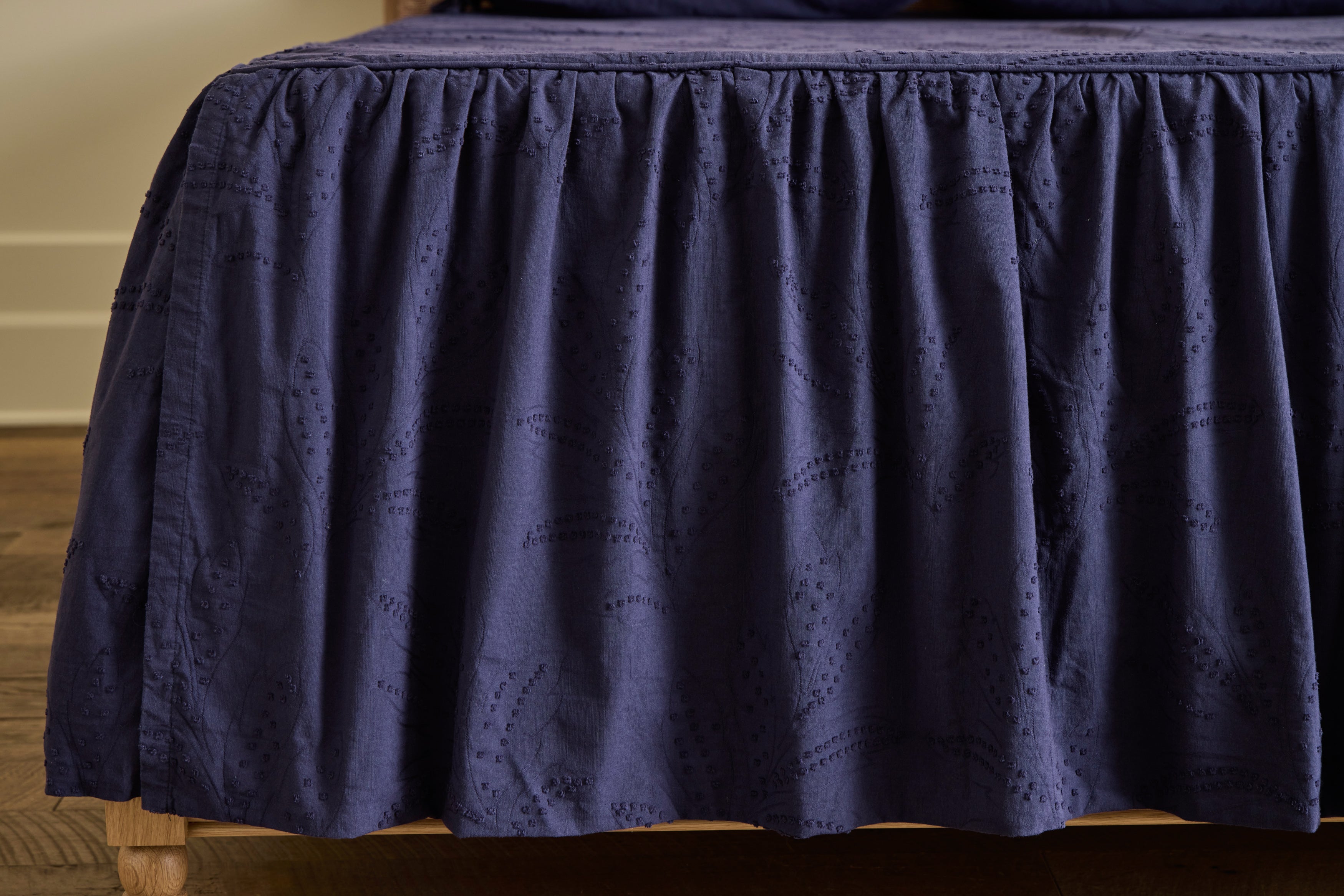 Hazel Ruffled Coverlet in Indigo