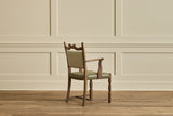 Set of 6 Dark Oak & Leather Chairs
