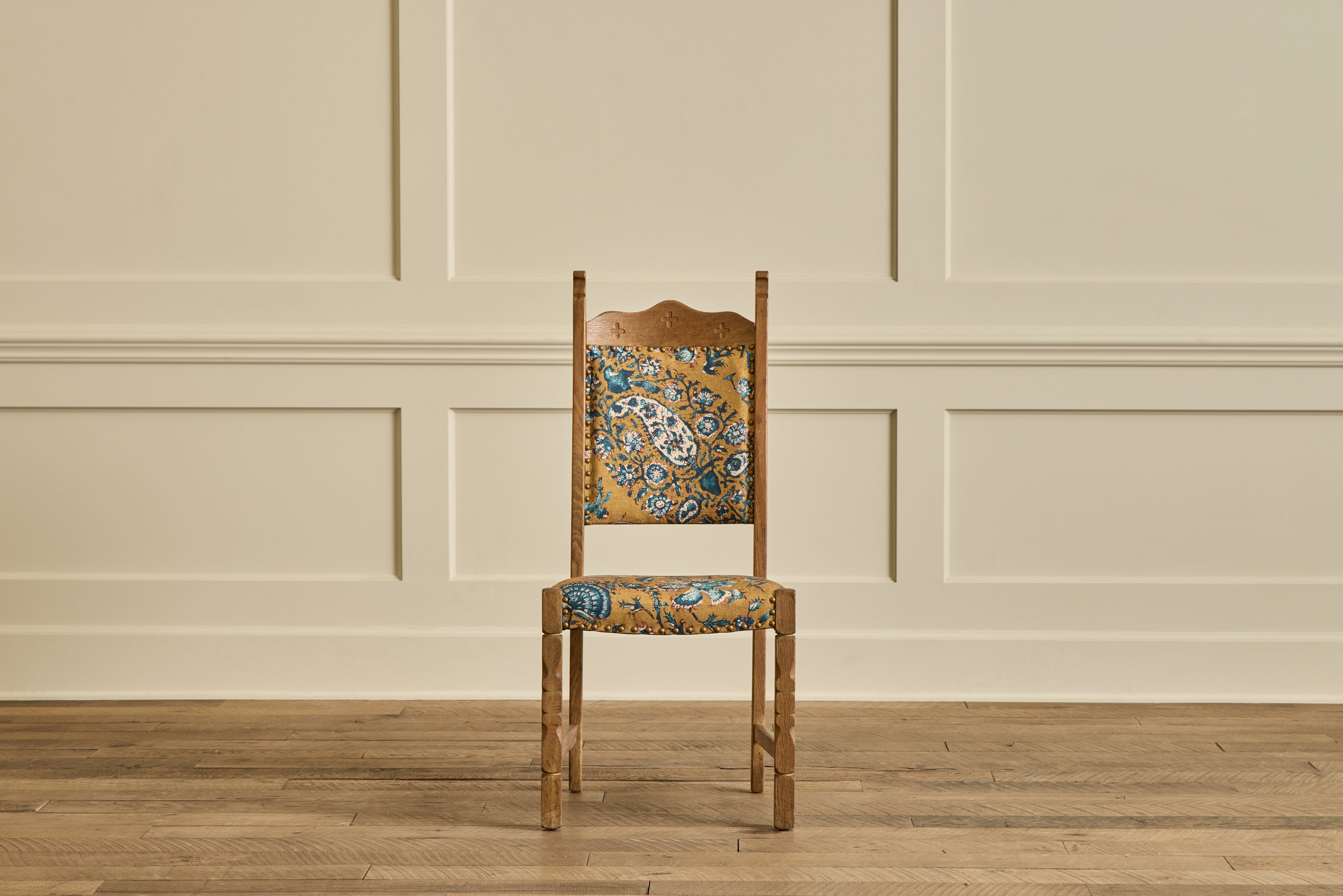 Pair of Carved Oak Side Chairs