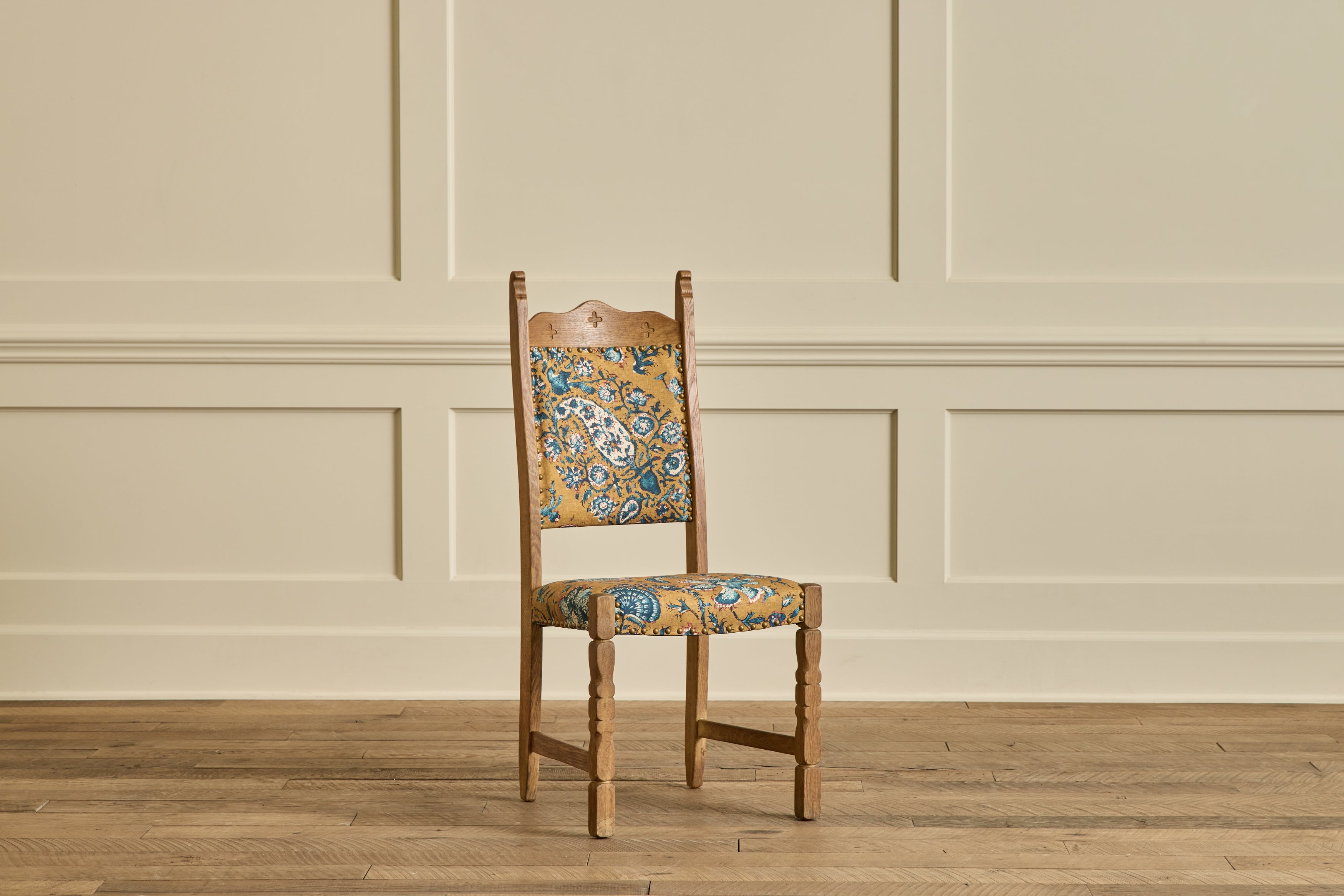 Pair of Carved Oak Side Chairs