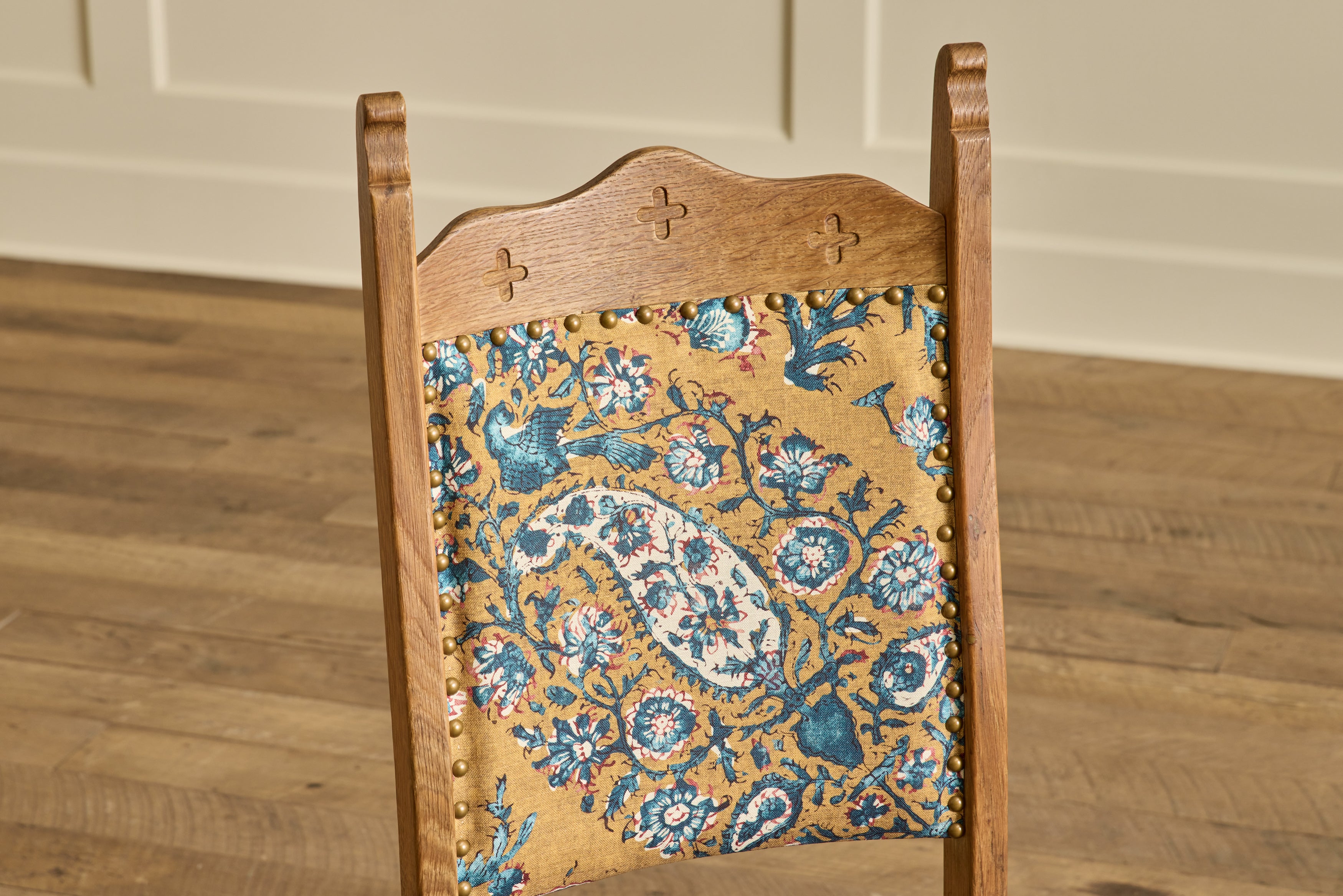 Pair of Carved Oak Side Chairs