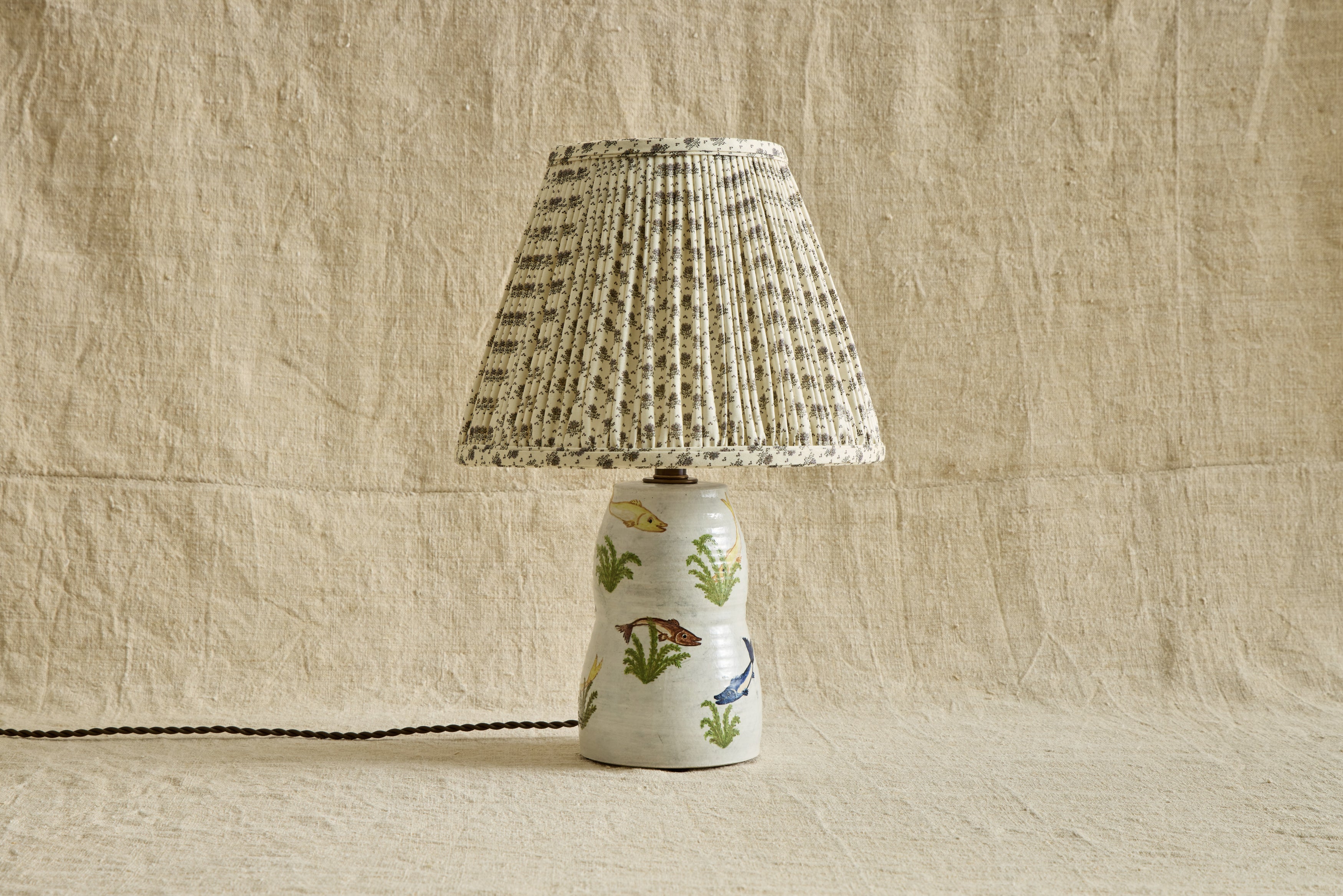 Shown with Little Weed Mauve Linen Pleated Lampshade