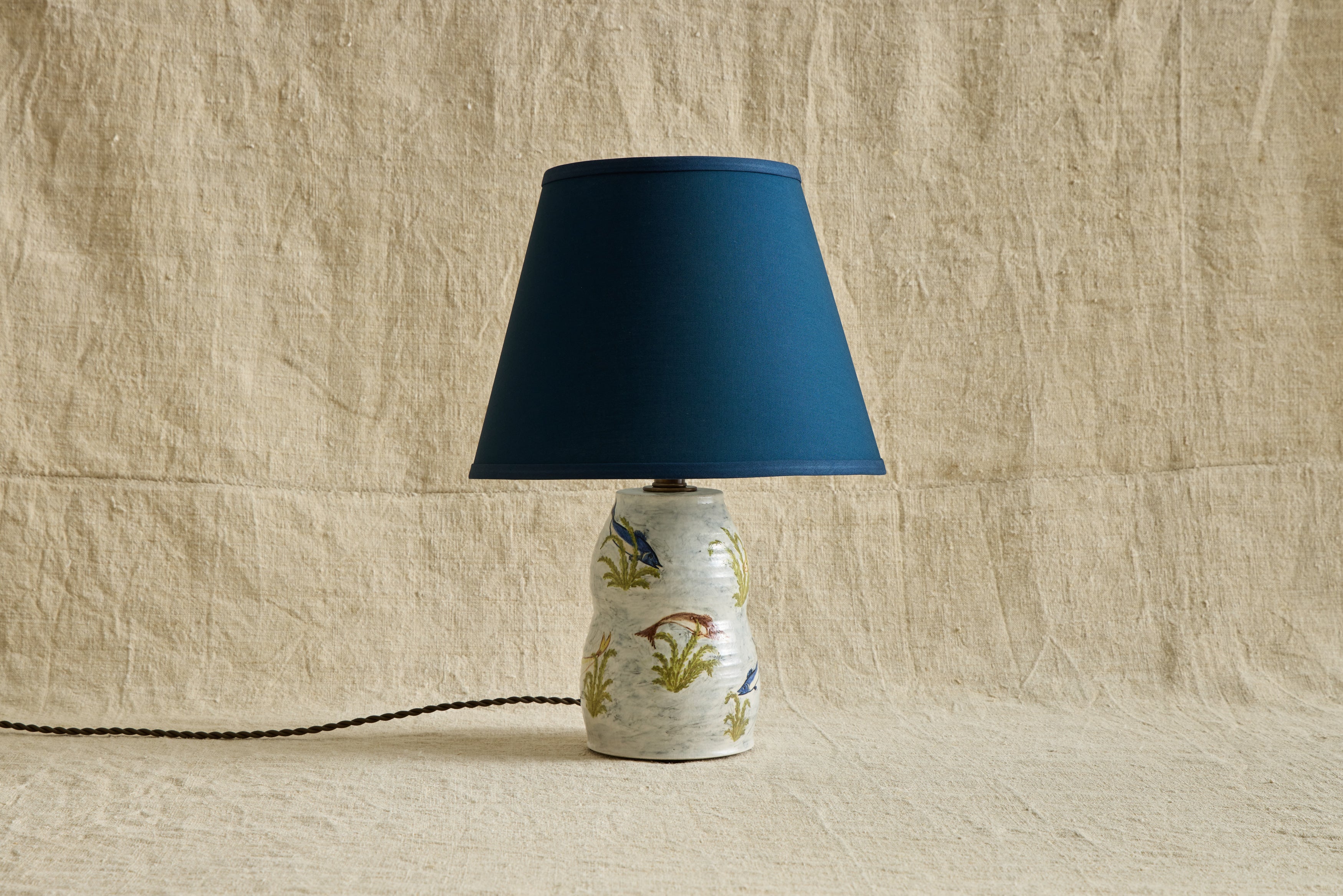 Shown with Blue Linen Lampshade 