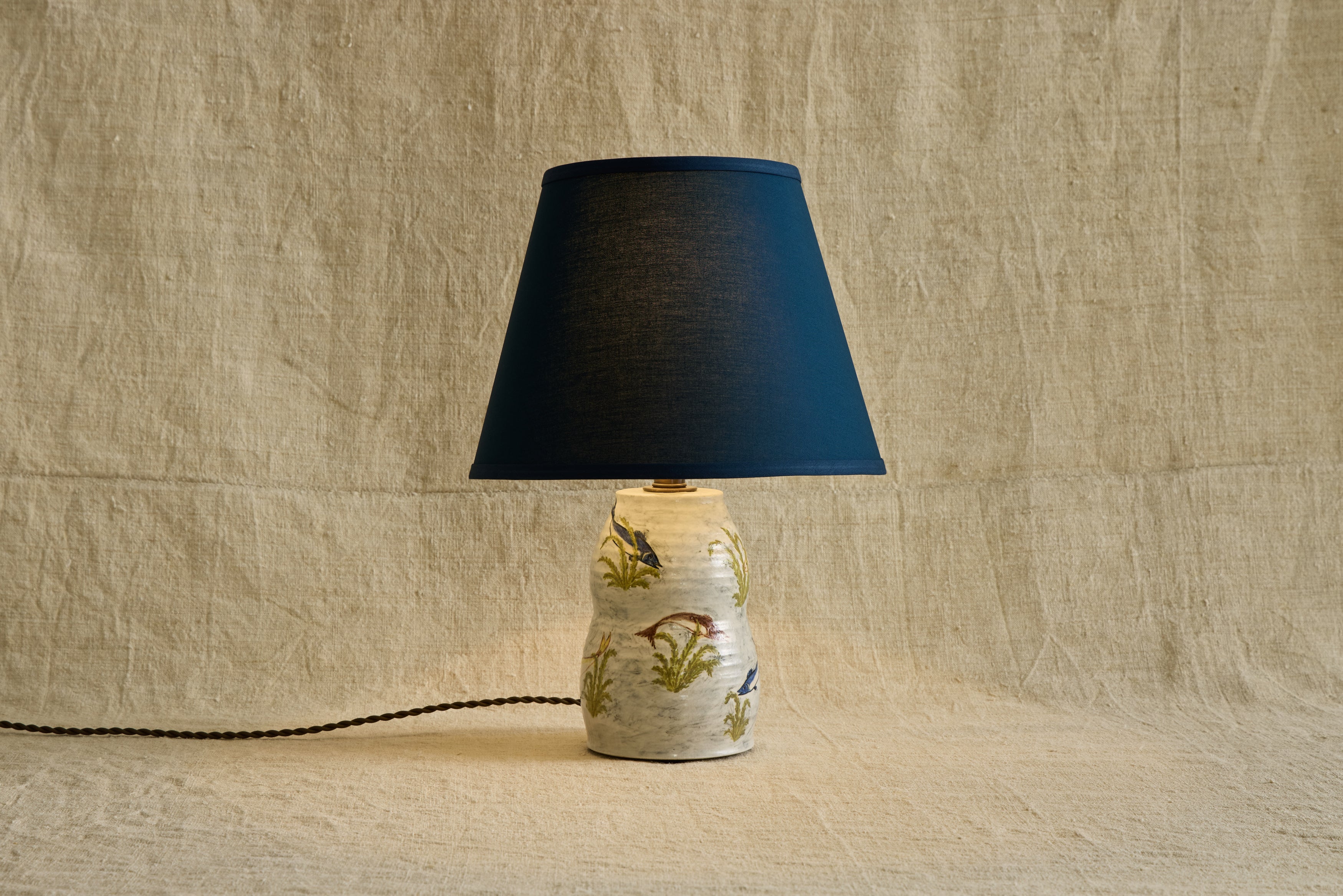 Shown with Blue Linen Lampshade 