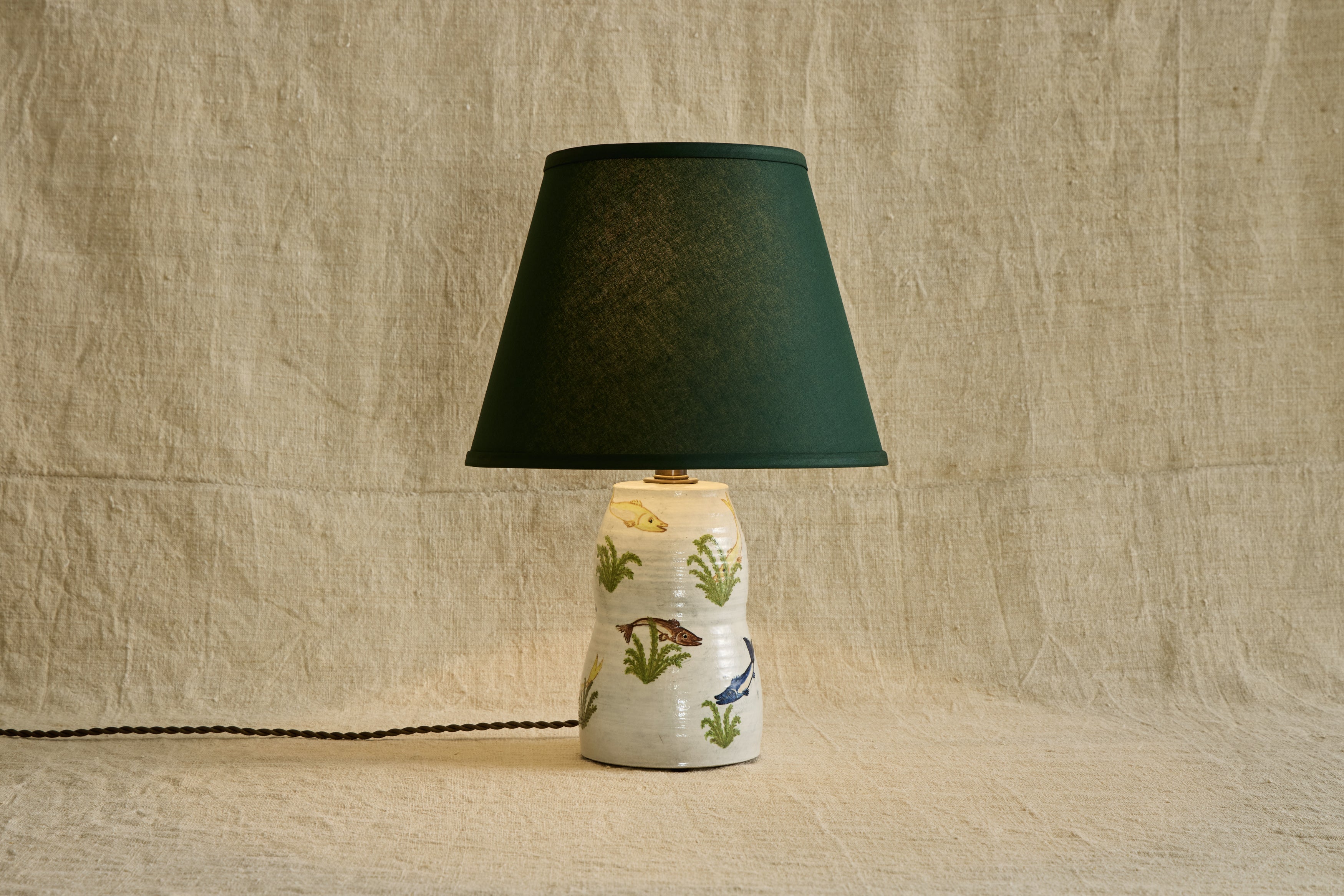 Shown with Green Linen Lampshade 