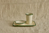 Enamelware Tray in Green & Ivory