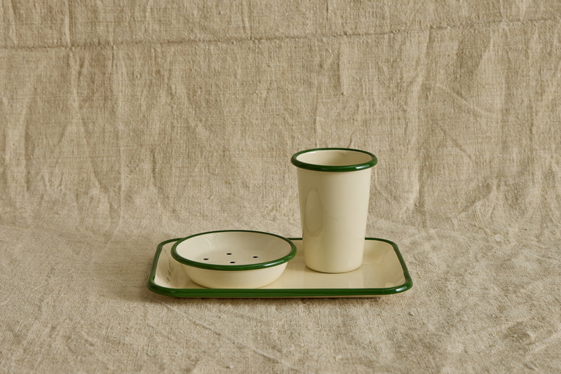 Enamelware Tray in Green & Ivory – Nickey Kehoe