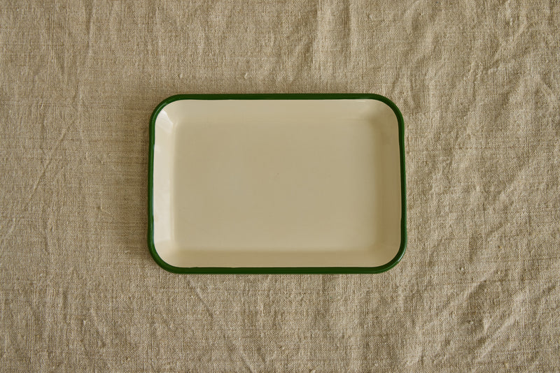 Enamelware Tray in Green & Ivory – Nickey Kehoe Enamelware Tray in Green & Ivory – Nickey Kehoe