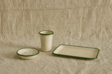 Enamelware Tray in Green & Ivory