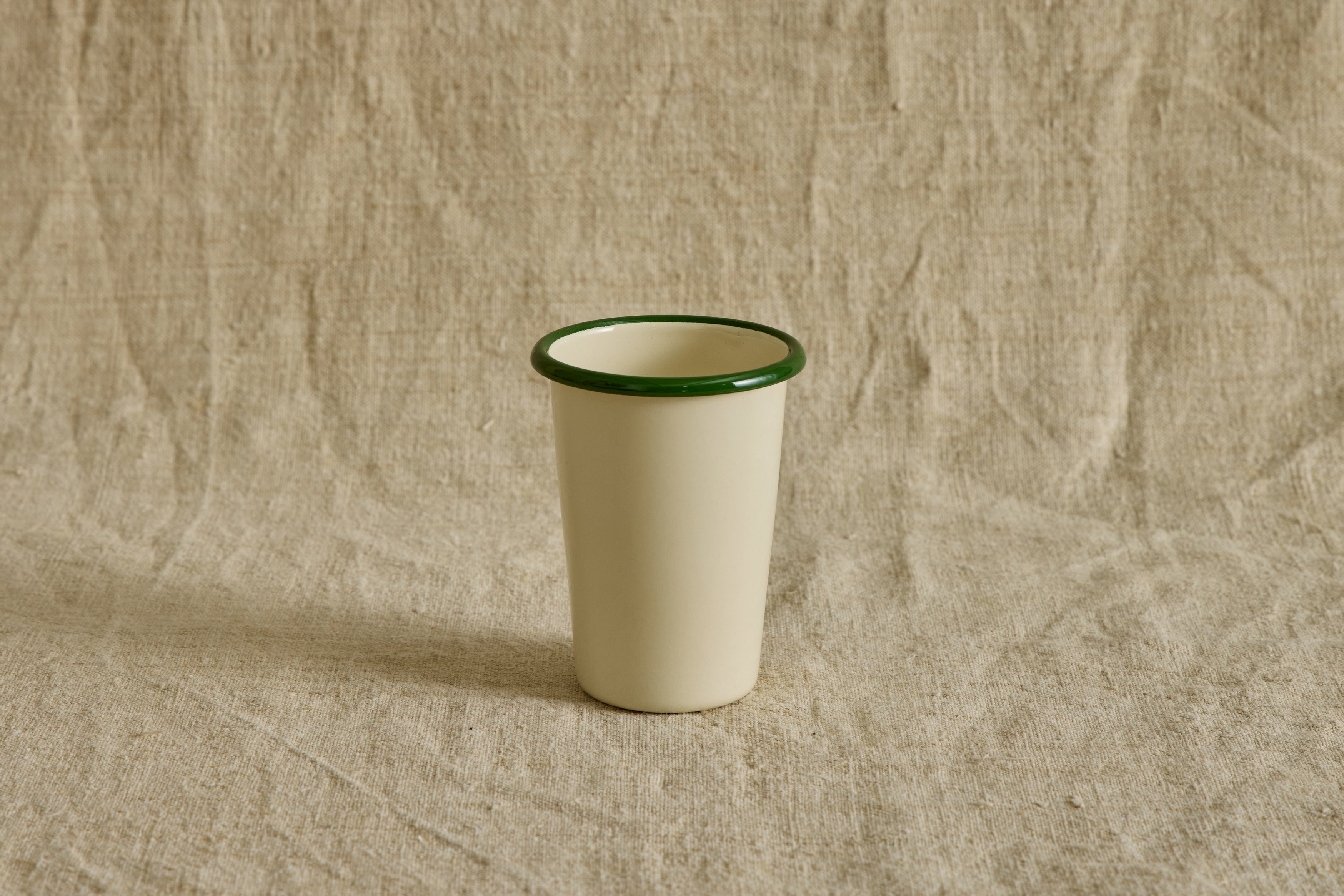 Enamelware Toothbrush Cup in Green & Ivory