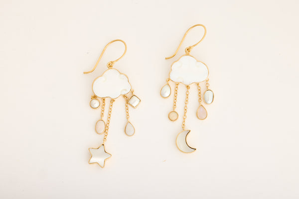 Grainne Morton, Cloud and Rain Drop Earrings