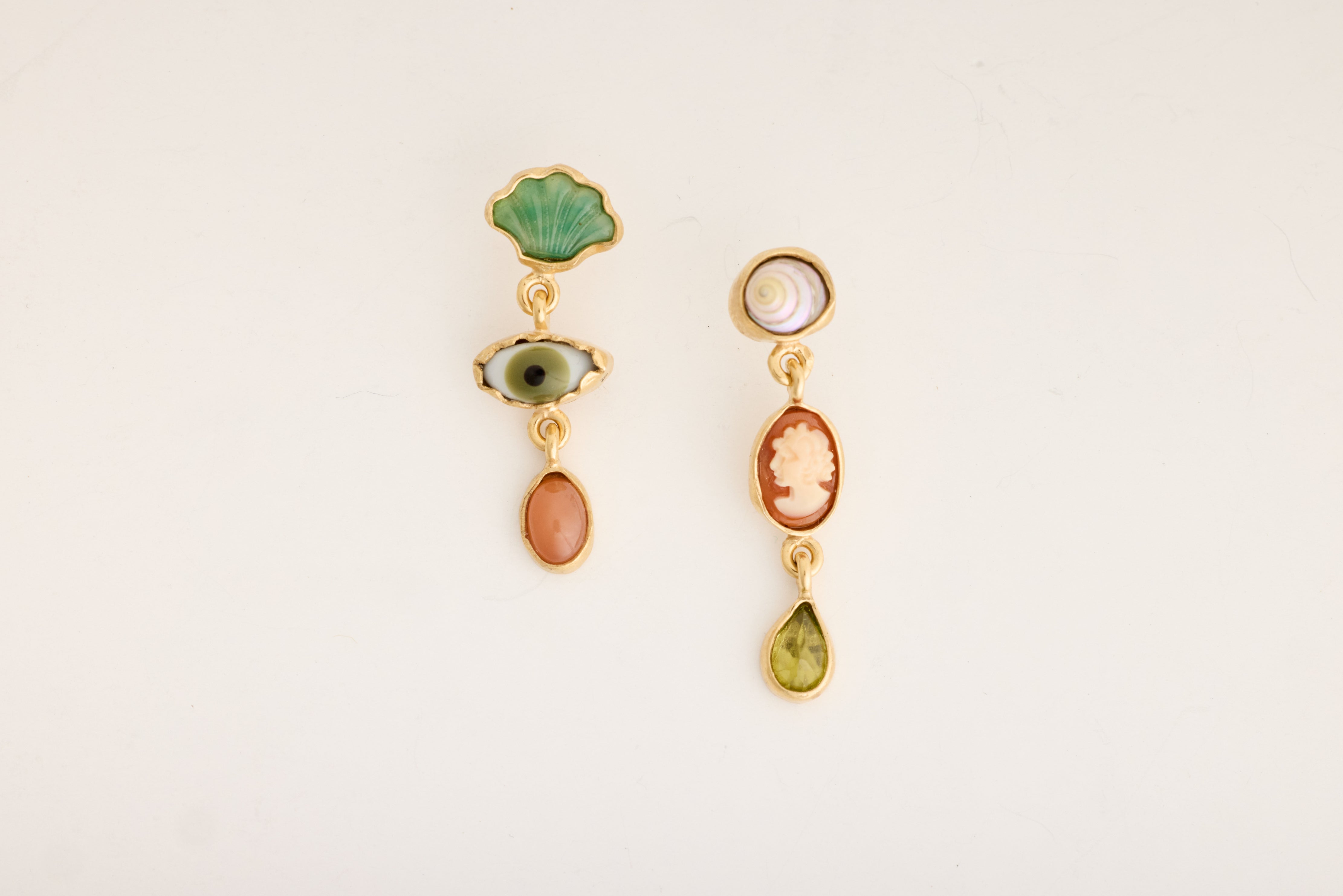 Three Charm Moving Drop Earrings
