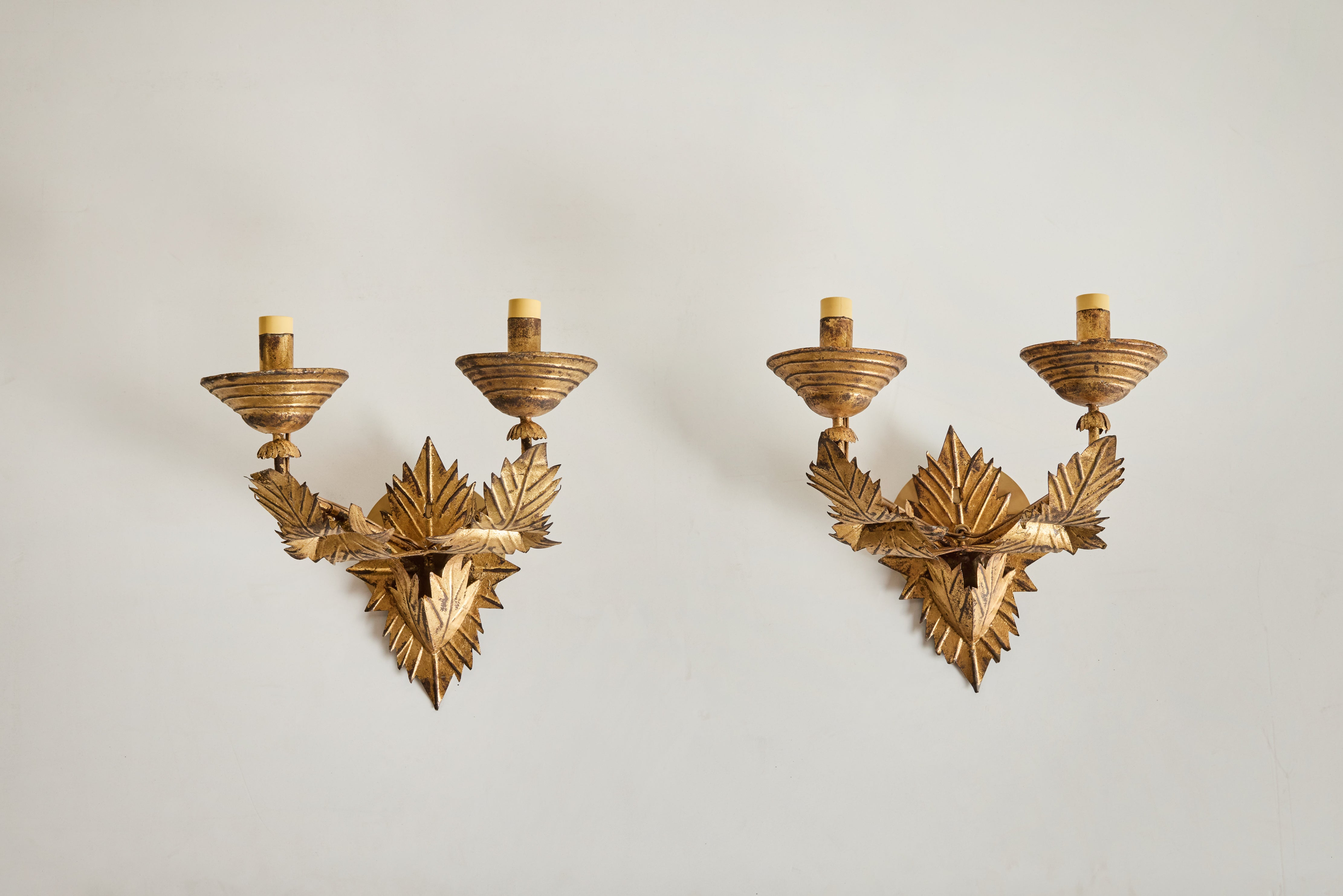 Gilt Metal Leaf Sconce (LA)