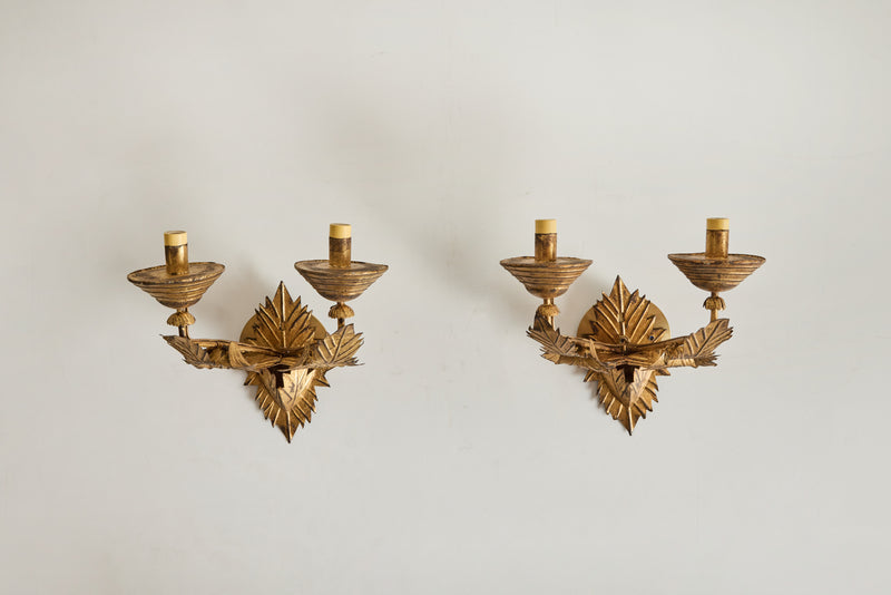 Gilt Metal Leaf Sconce (LA)