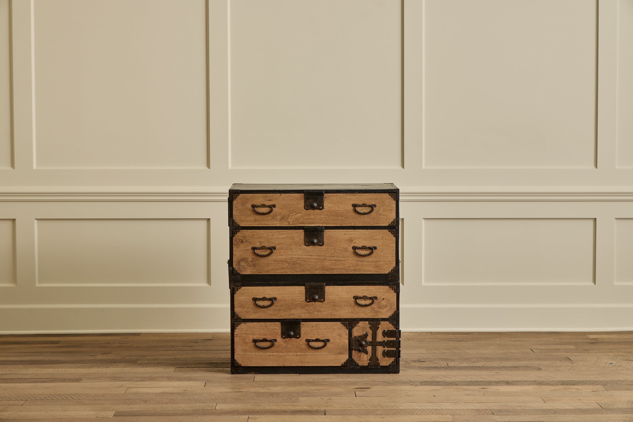 2 Piece Black Case Tansu Chest