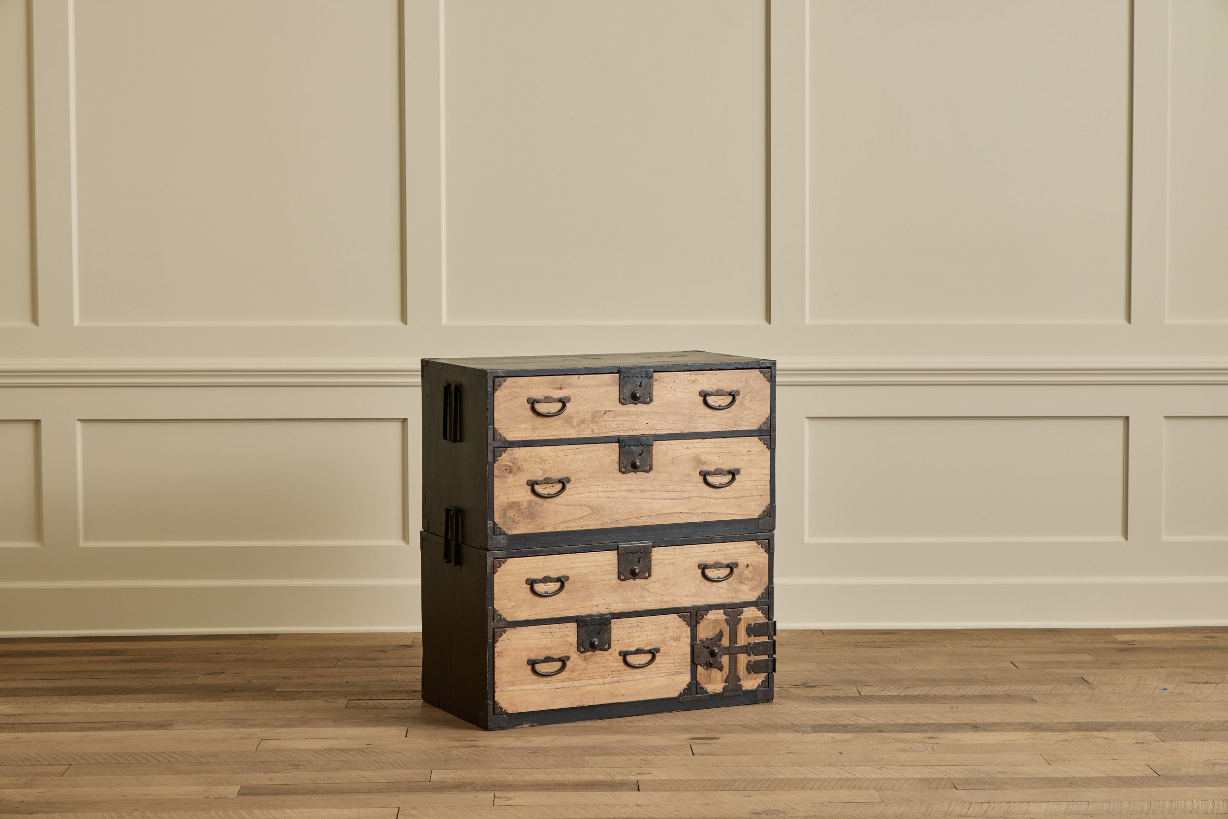 2 Piece Black Case Tansu Chest