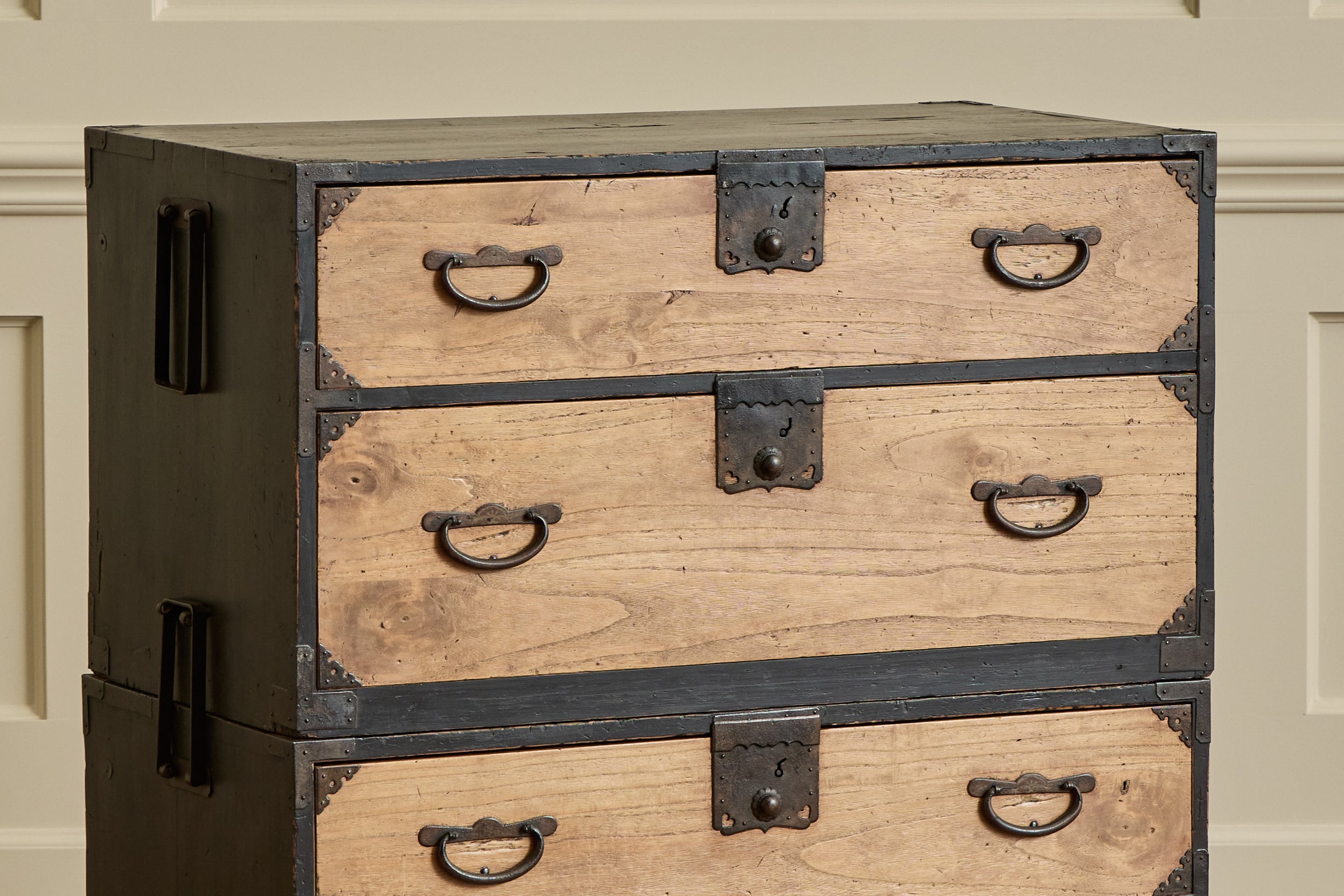 2 Piece Black Case Tansu Chest