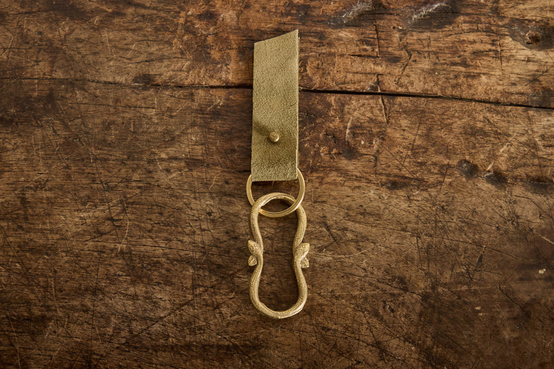 Entwined Snake Brass Keychain