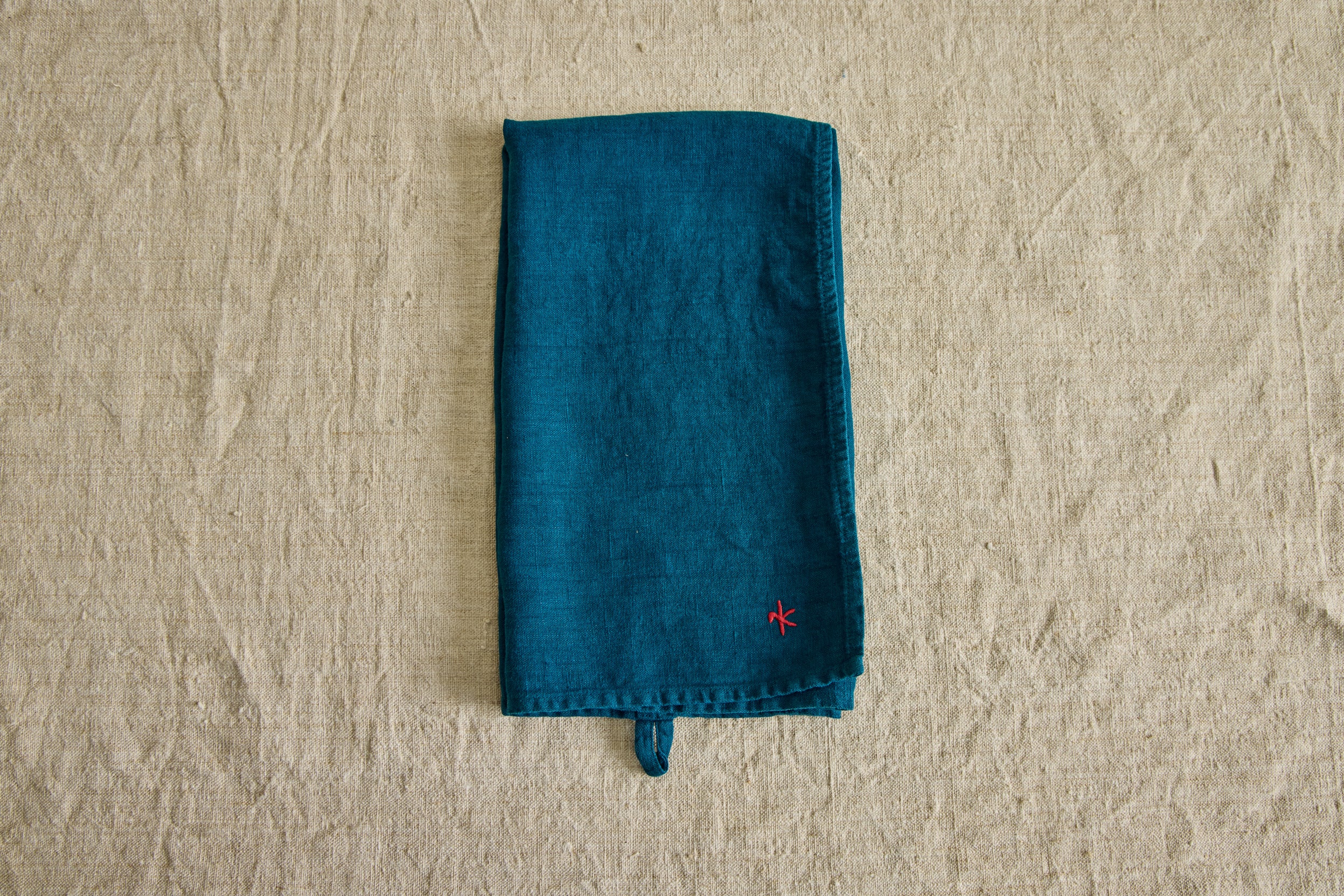 Linen Dish Towel in Petrol Blue