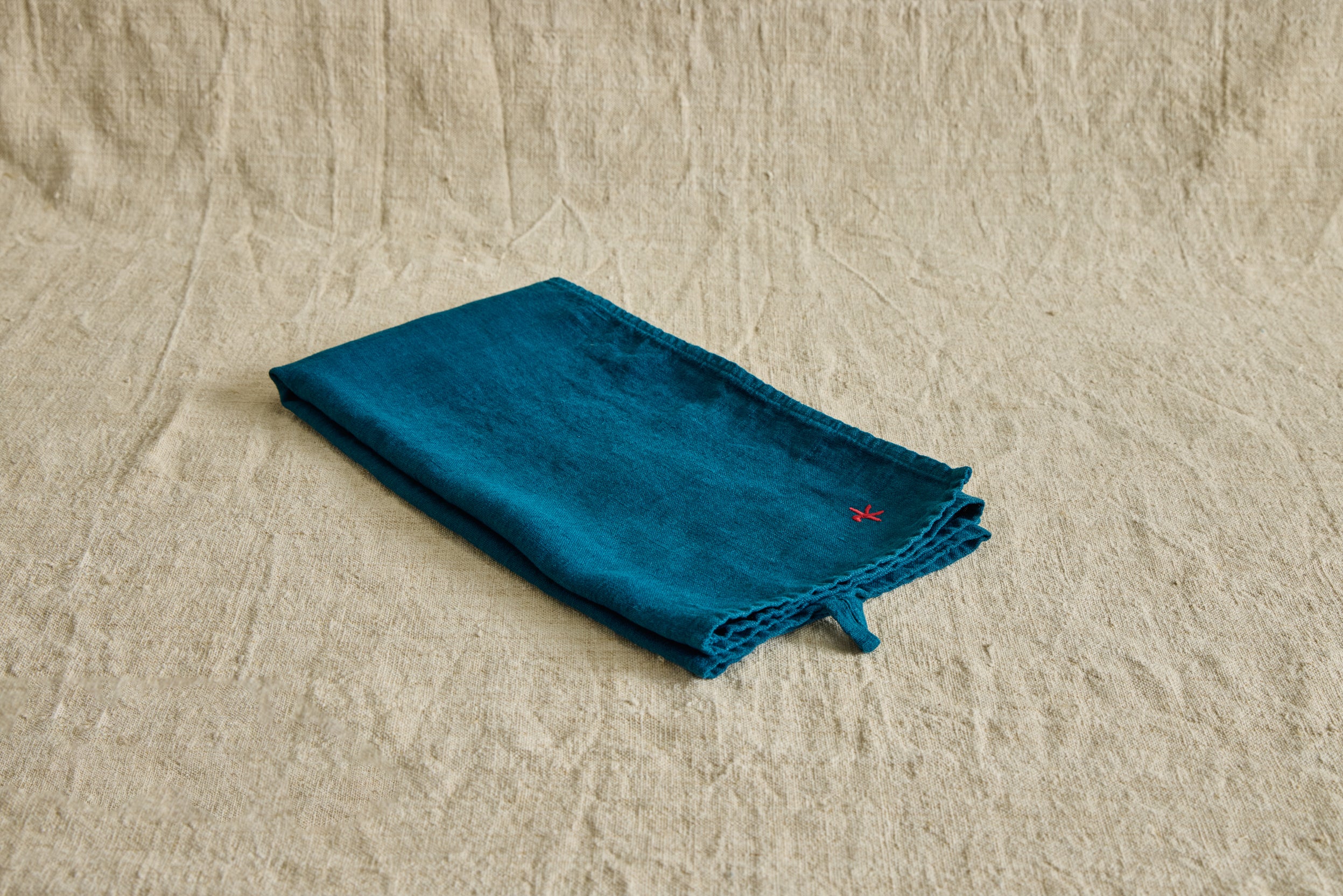 Linen Dish Towel in Petrol Blue