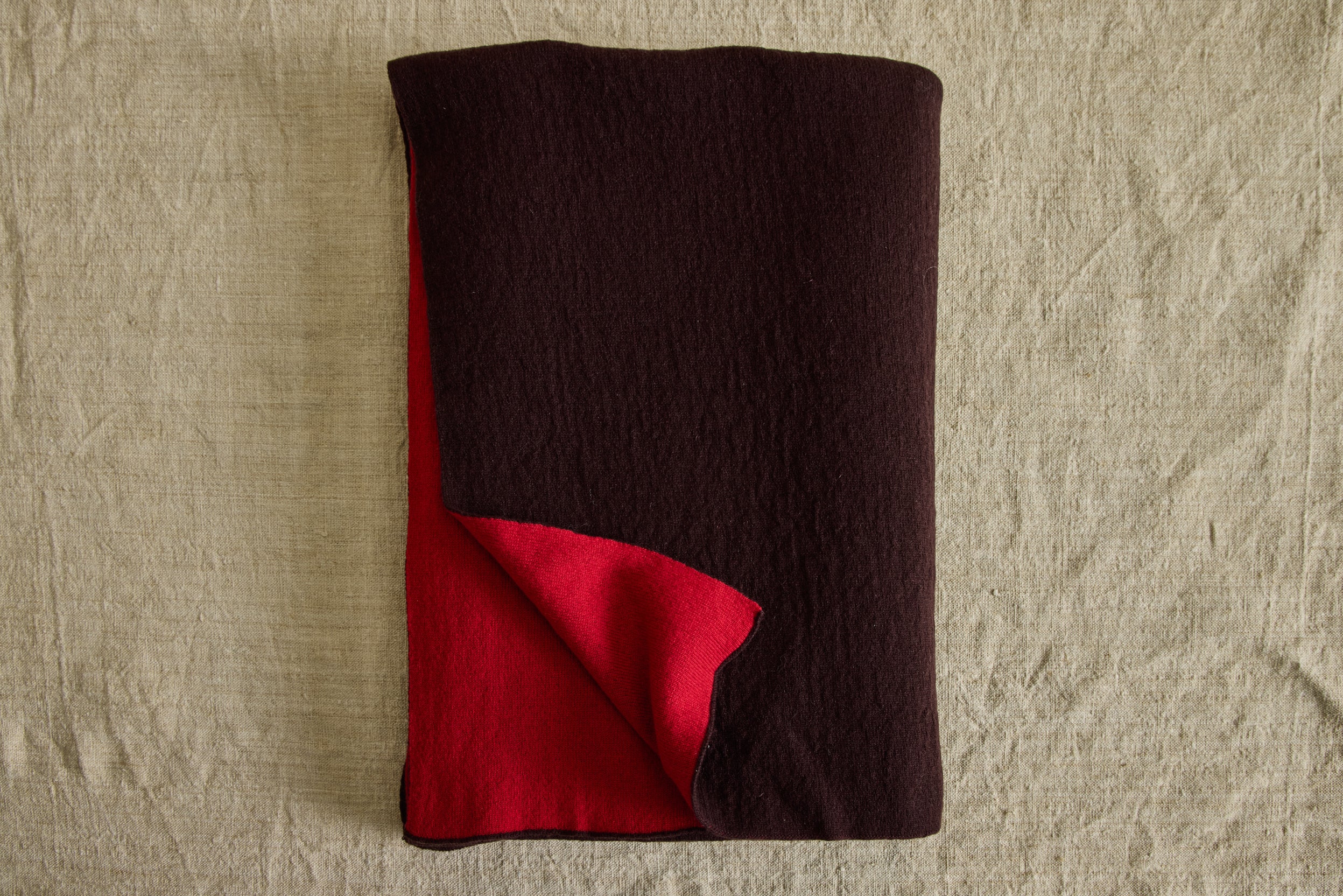 Cashmere Throw in Scarlet/Espresso