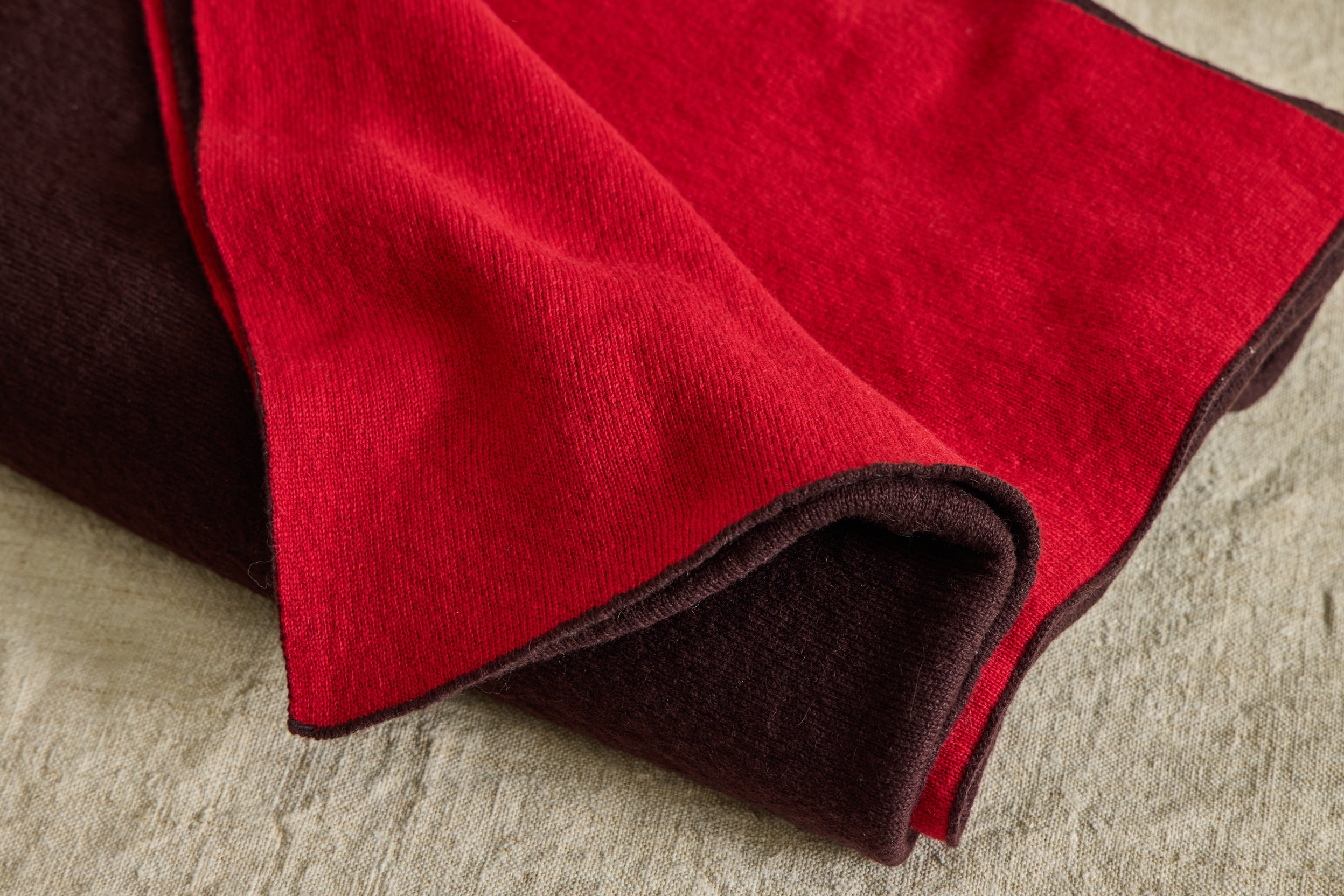 Cashmere Throw in Scarlet/Espresso