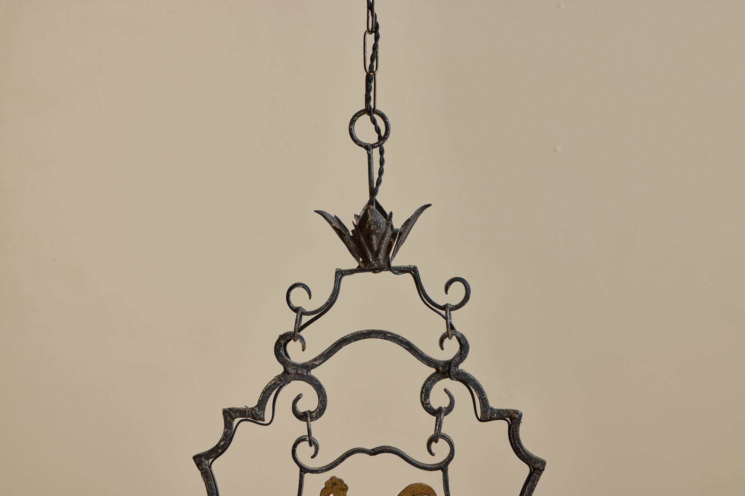 Gilt Iron Rooster Chandelier