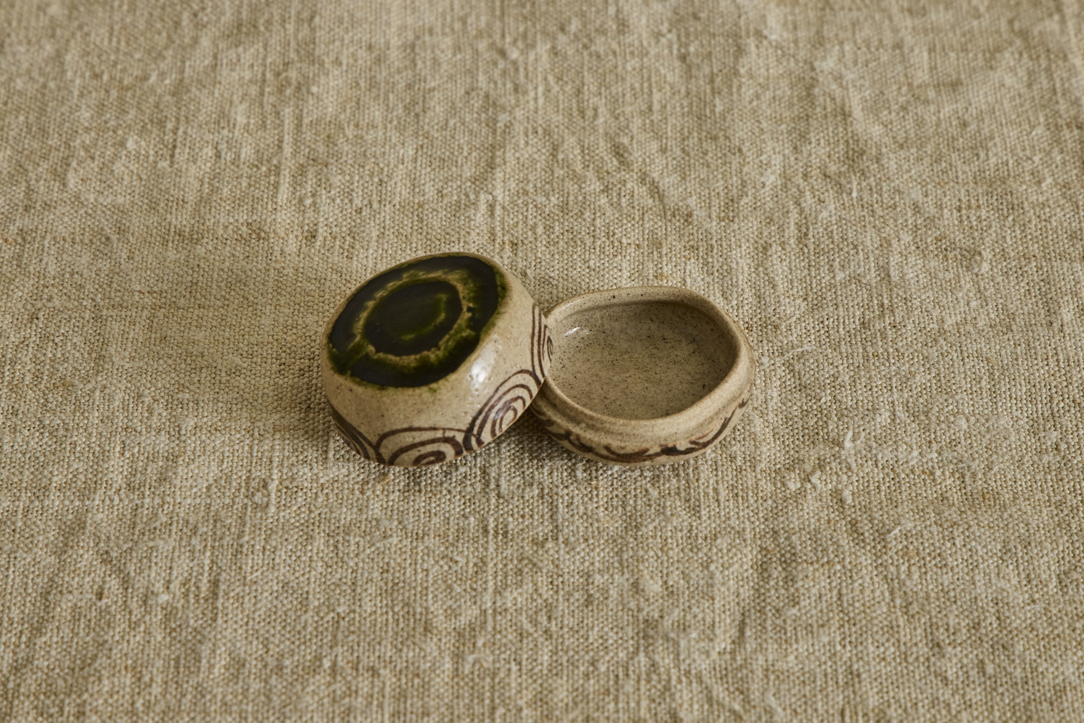 Ceramic Oribe Kogo, Incense Holder