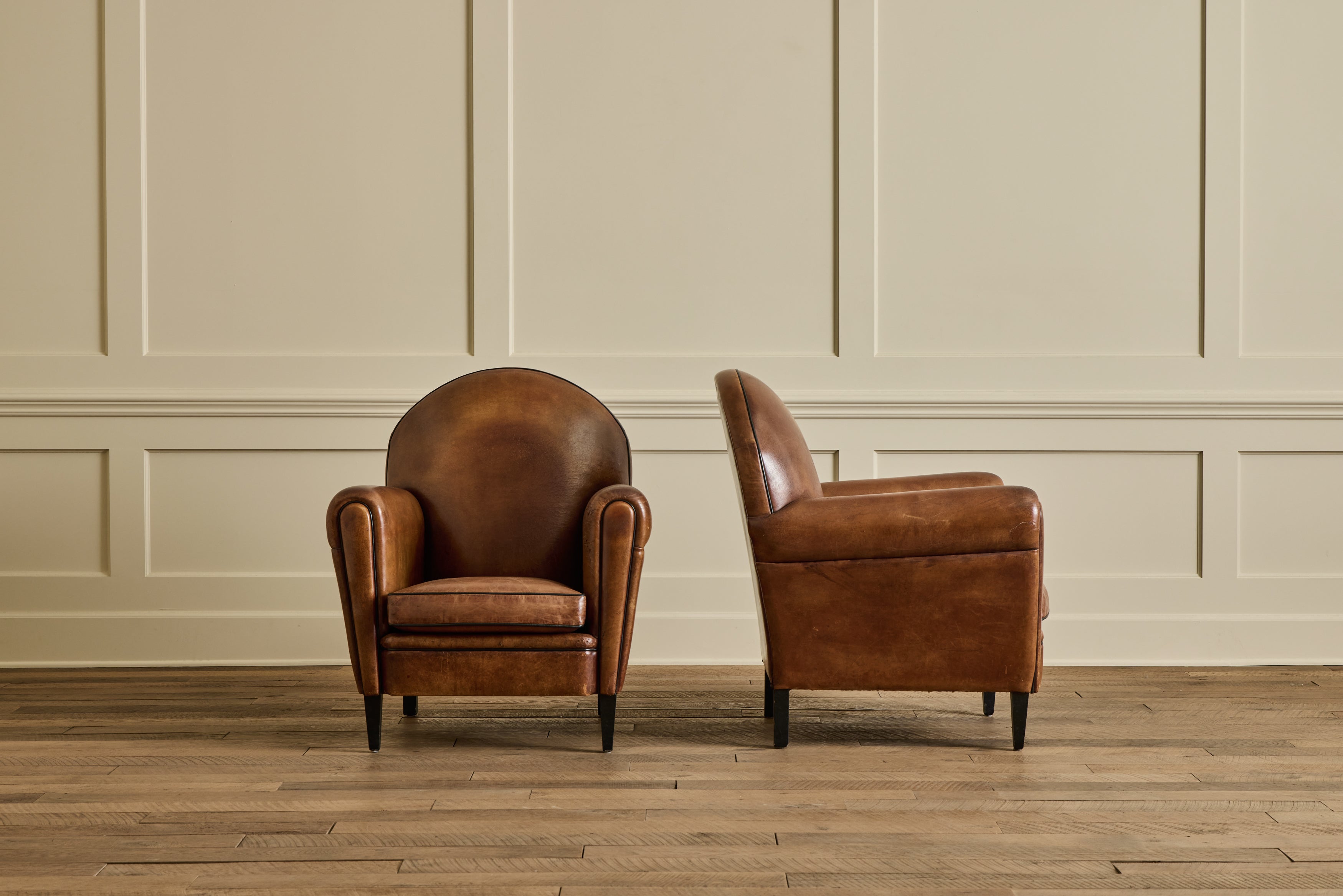 Pair of Leather Club Chairs