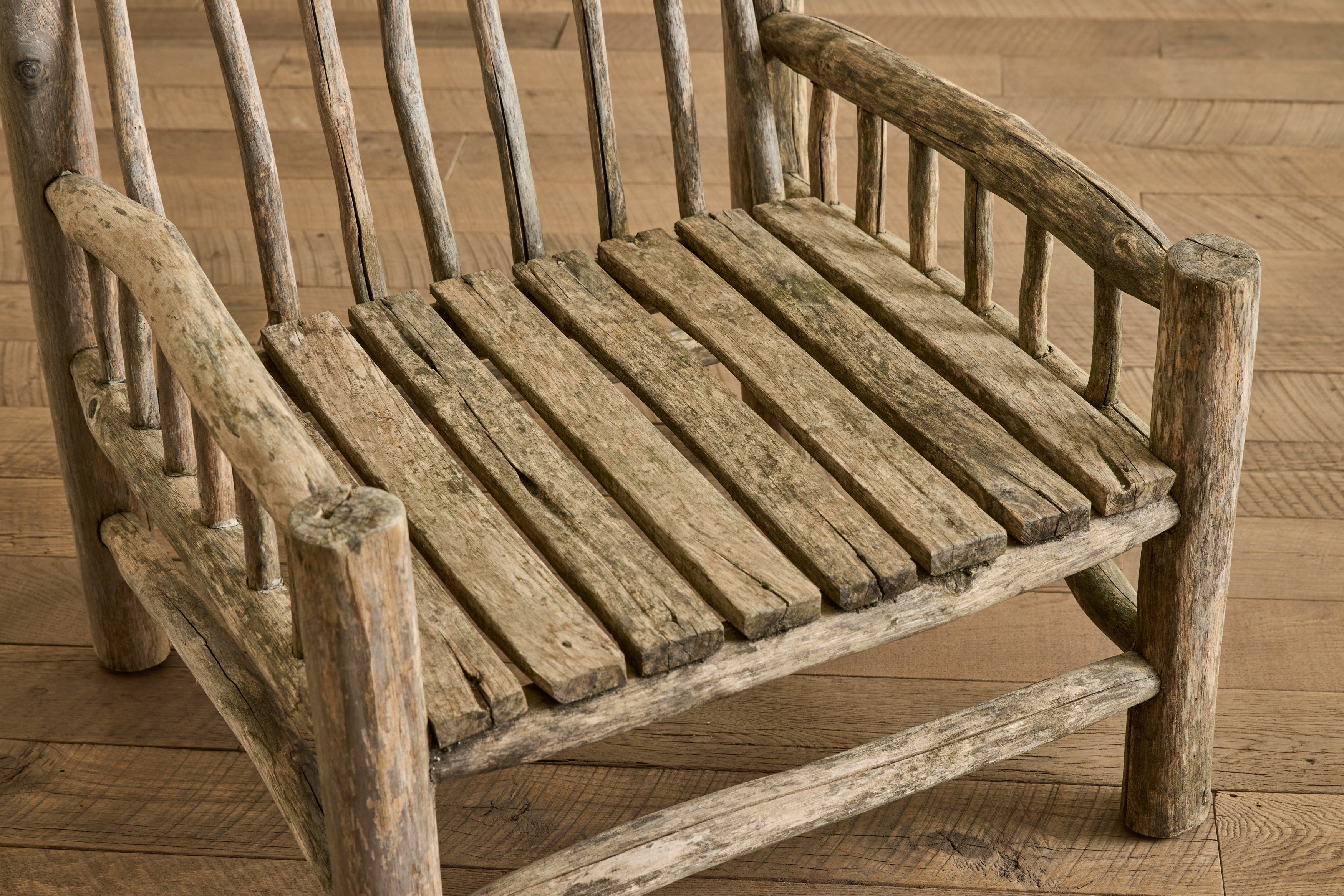Pair of Rustic Wood Chairs