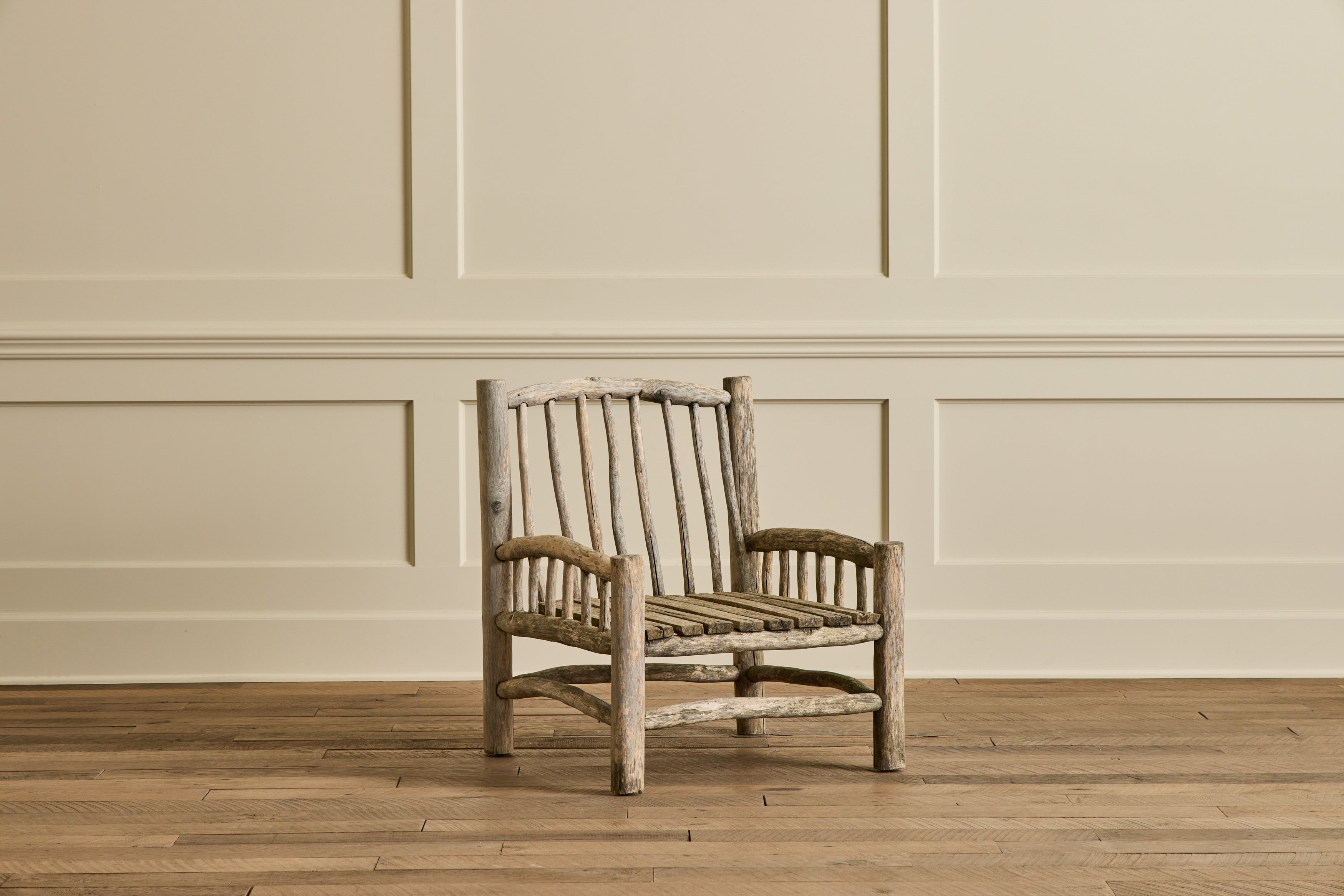 Pair of Rustic Wood Chairs