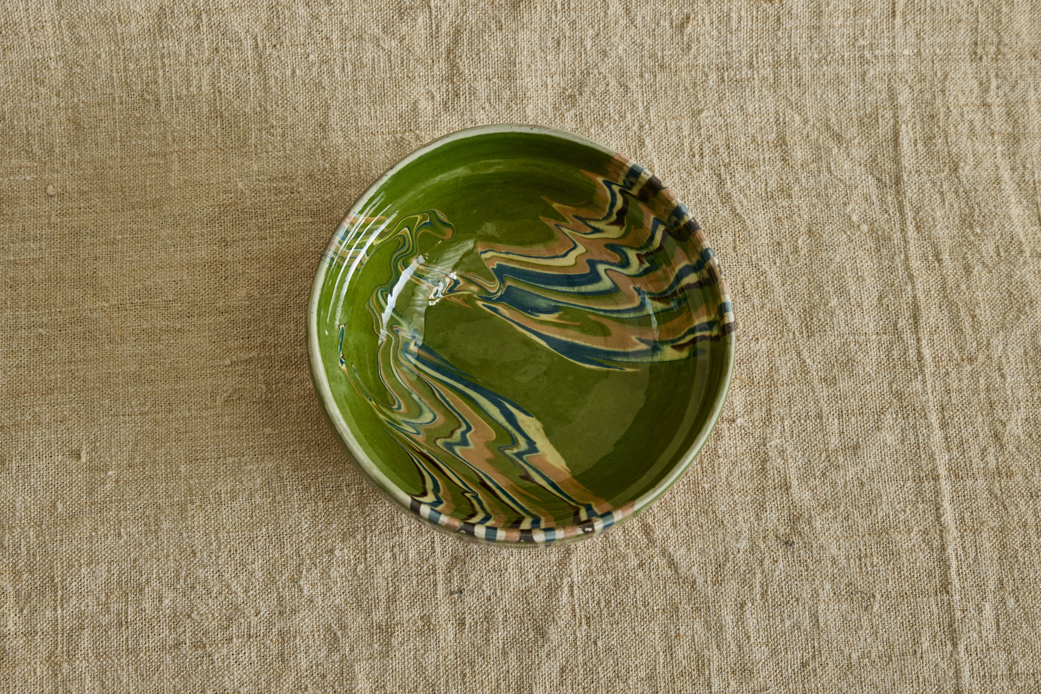 Green Marbled Ceramic Bowl