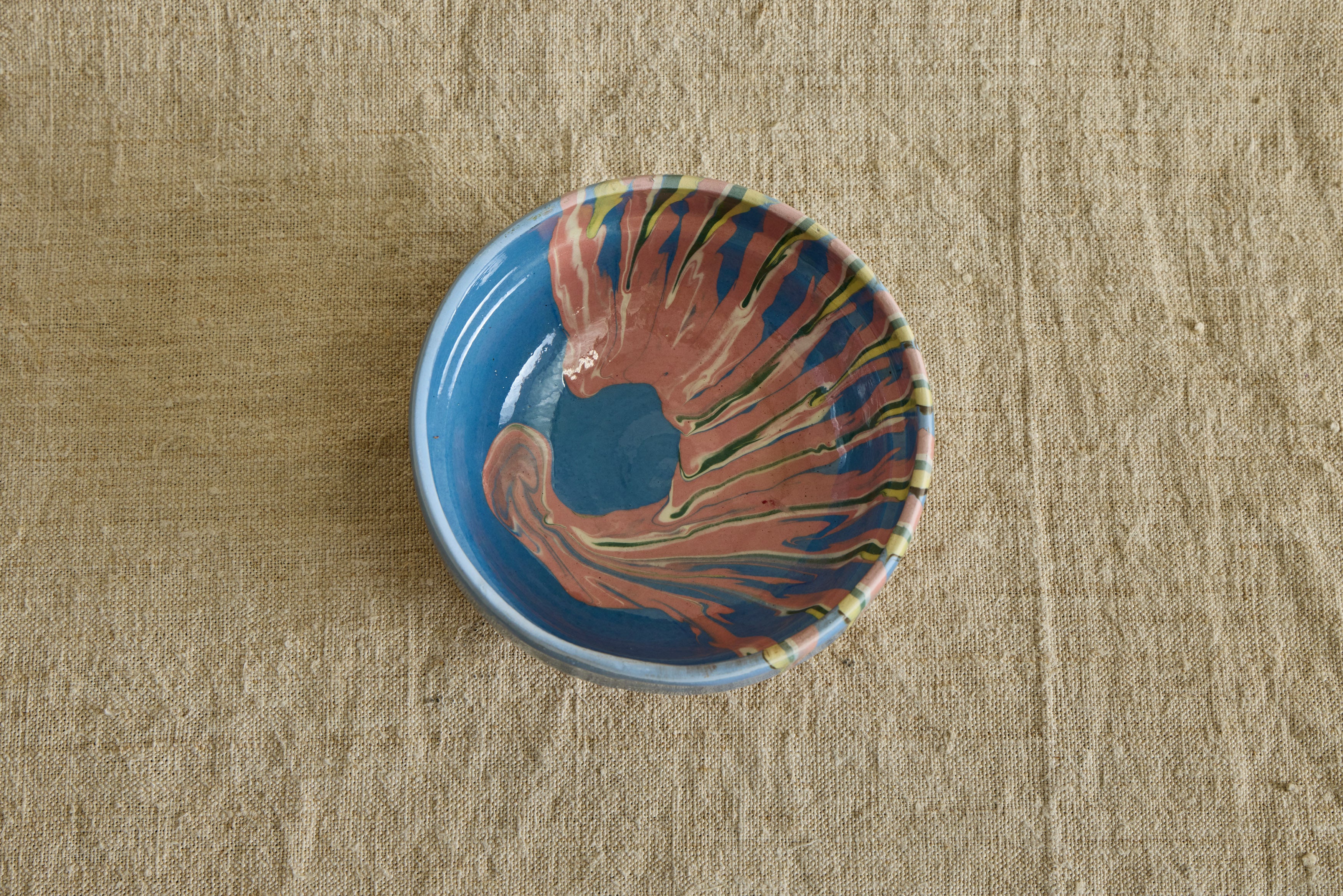 Blue Marbled Ceramic Bowl