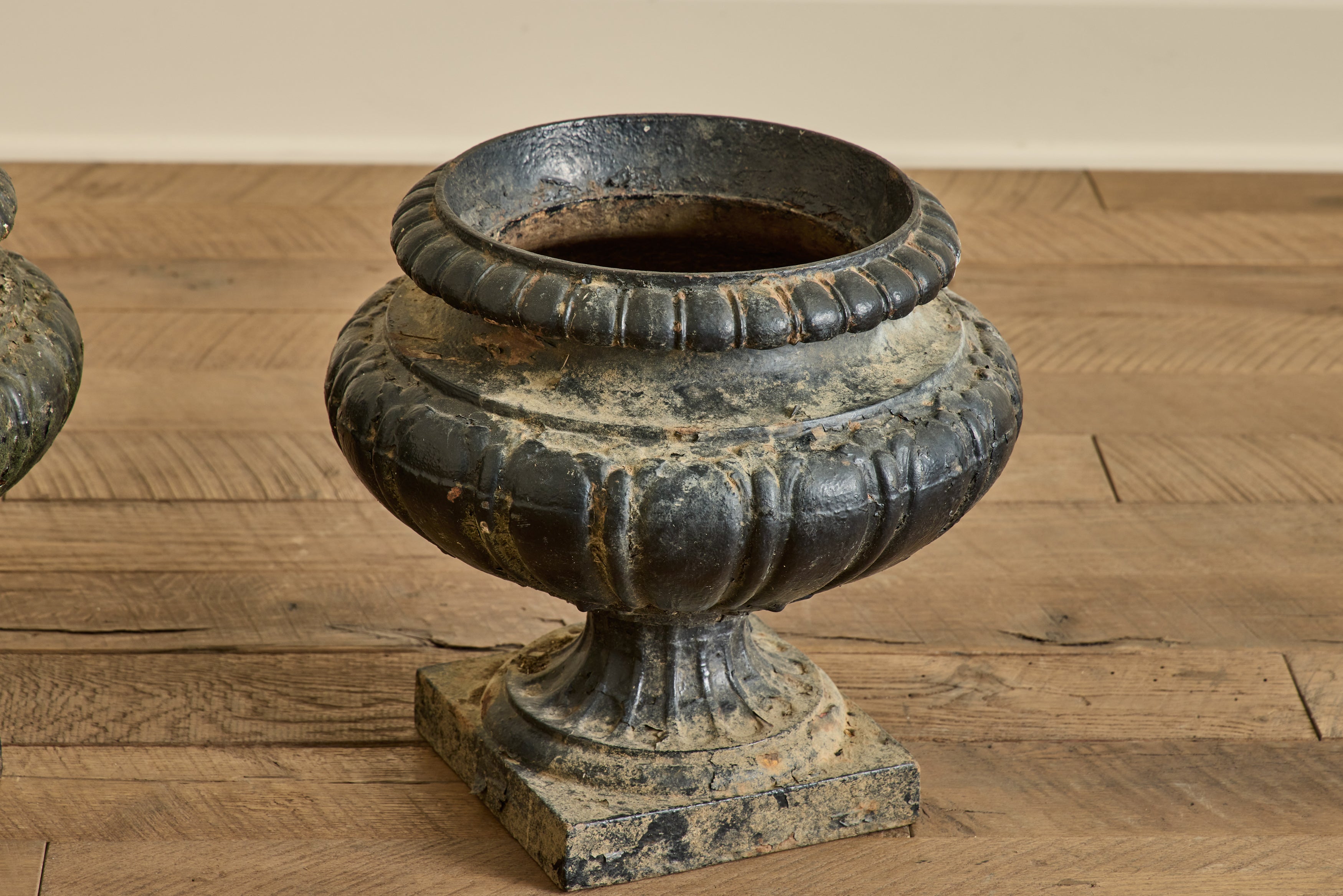 Pair of 19th Century Cast Iron Urns