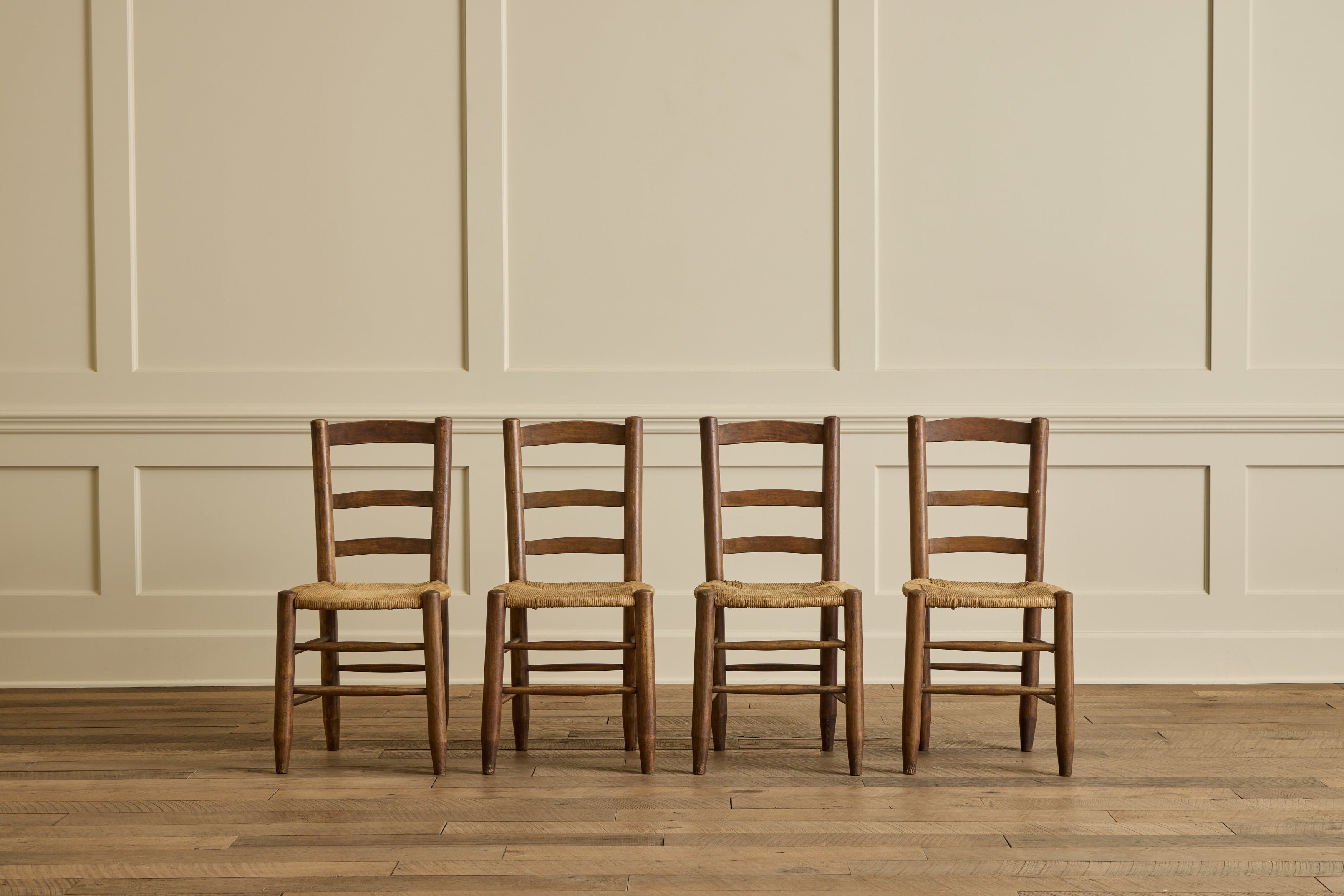 Set of 4 Ladder Back Rush Chairs