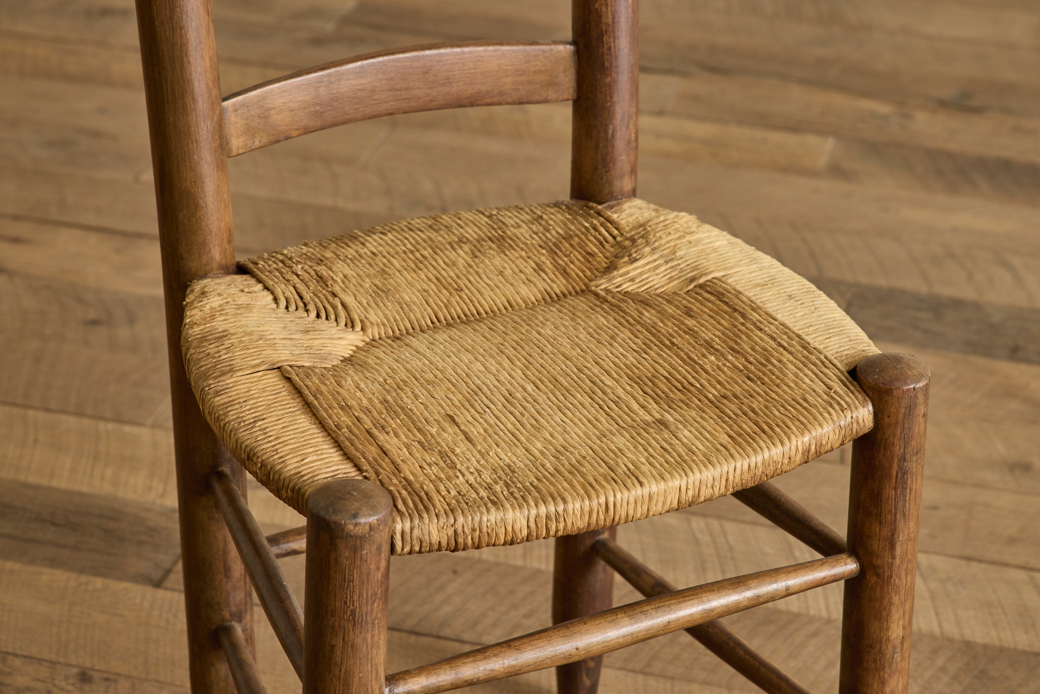Set of 4 Ladder Back Rush Chairs