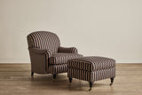 Shown in Customer's Own Material (Ian Mankin, Silhouette Stripe in Black/Claret and Dark Oak), 32"