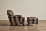 Shown in Customer's Own Material (Ian Mankin, Silhouette Stripe in Black/Claret and Dark Oak), Small Size