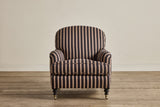 Shown in Customer's Own Material (Ian Mankin, Silhouette Stripe in Black/Claret and Dark Oak), 32" 