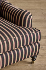Shown in Customer's Own Material (Ian Mankin, Silhouette Stripe in Black/Claret and Dark Oak), 32" 